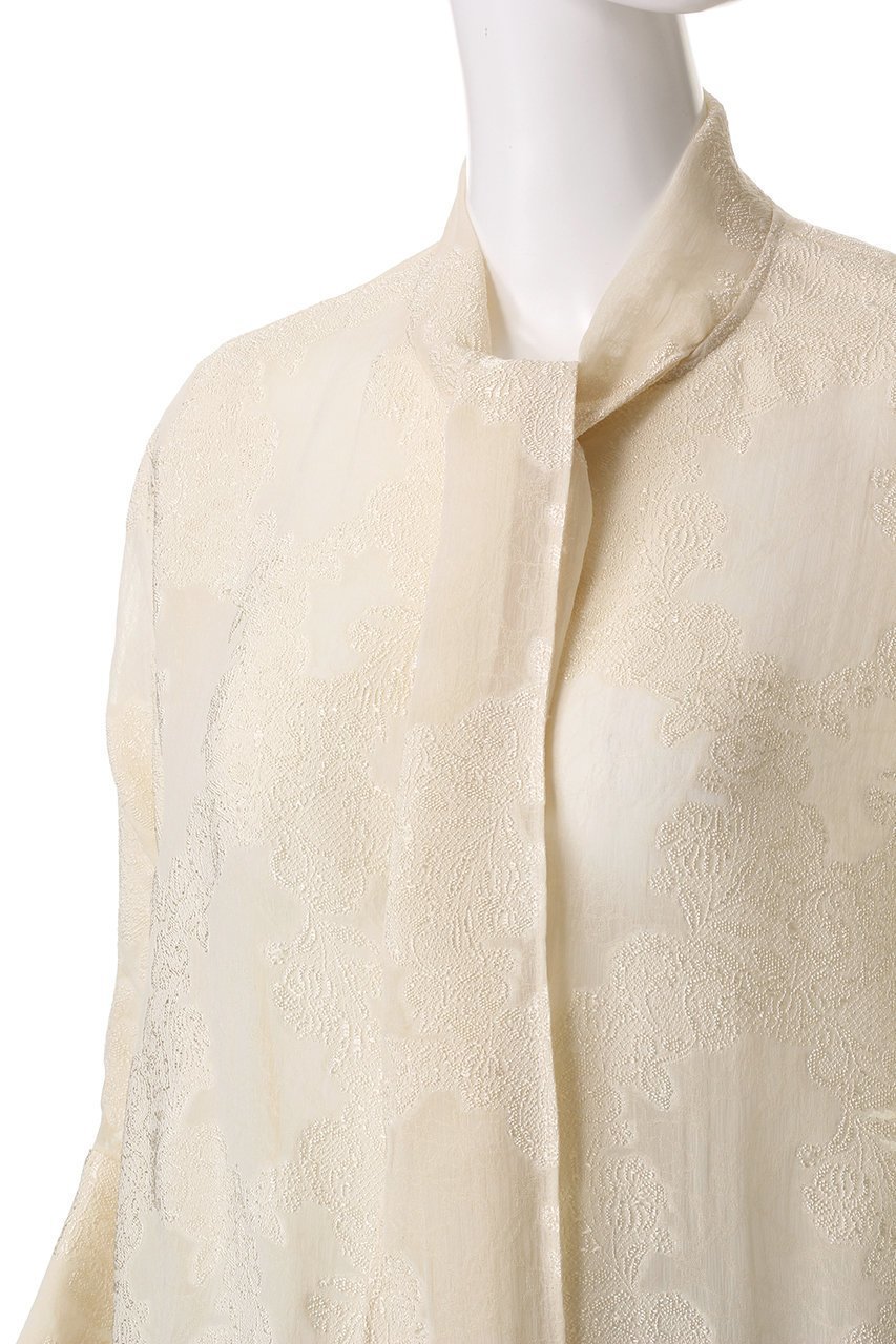 【エブール/ebure】のシアービスジャカード ボウタイブラウス 人気、トレンドファッション・服の通販 founy(ファニー) 　ファッション　Fashion　レディースファッション　Fashion for Women　トップス・カットソー　Cut & Sew Tops　シャツ・ブラウス・オフィスカジュアル　Elegant Blouses & Button-Ups　シアー　Sheer, See-Through　ショート　Short, Short Length　ジャカード／ジャガード　Jacquard, Woven Pattern　スリーブ　Sleeve, Long Sleeve / Short Sleeve　デニム　Denim, Jeans Material　ドレープ　Drape, Draping Fabric　ロング　Long, Long-Length　other-5|ID: prp329100004361313 ipo3291000000032855499