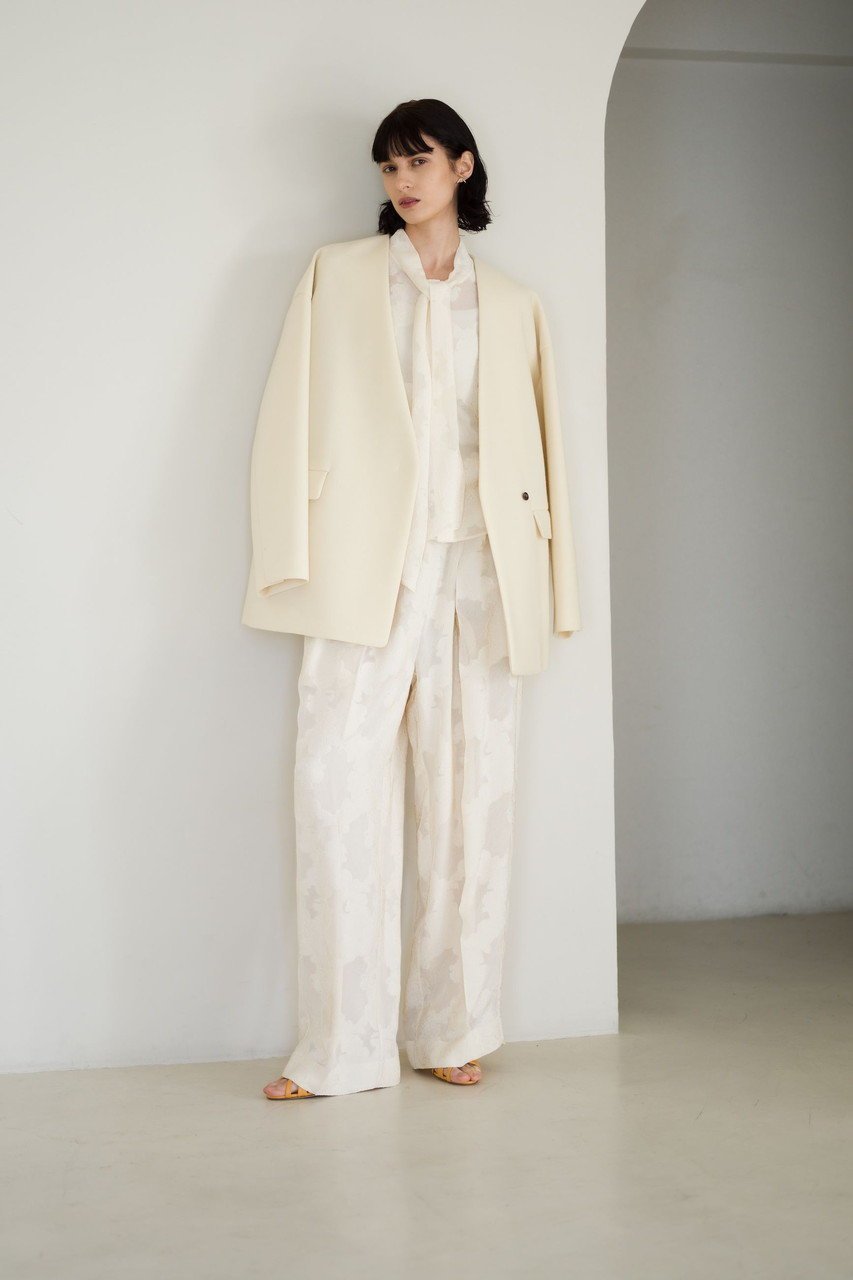 【エブール/ebure】のシアービスジャカード ボウタイブラウス 人気、トレンドファッション・服の通販 founy(ファニー) 　ファッション　Fashion　レディースファッション　Fashion for Women　トップス・カットソー　Cut & Sew Tops　シャツ・ブラウス・オフィスカジュアル　Elegant Blouses & Button-Ups　シアー　Sheer, See-Through　ショート　Short, Short Length　ジャカード／ジャガード　Jacquard, Woven Pattern　スリーブ　Sleeve, Long Sleeve / Short Sleeve　デニム　Denim, Jeans Material　ドレープ　Drape, Draping Fabric　ロング　Long, Long-Length　other-6|ID: prp329100004361313 ipo3291000000032855505