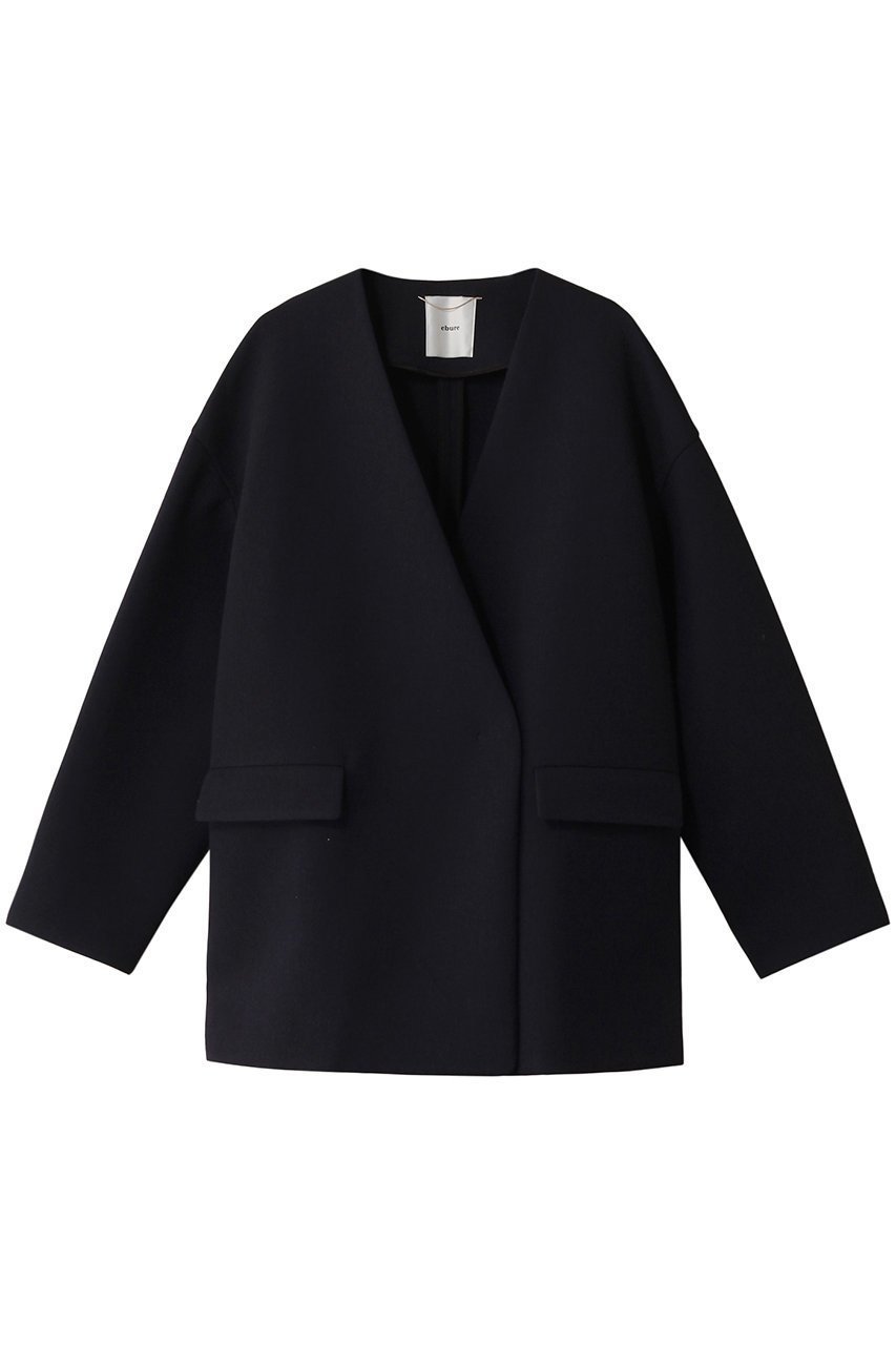 【エブール/ebure】のライトビスボンディング ノーカラービッグジャケット インテリア・キッズ・メンズ・レディースファッション・服の通販 founy(ファニー) 　ファッション　Fashion　レディースファッション　Fashion for Women　アウター　Coat / Outerwear Collection　レディースジャケット・軽アウター　Jackets　イタリア　Italy　ショルダー　Shoulder, Shoulder Strap　ジャケット　Jacket, Outerwear　ドロップ　Drop Shoulder, Dropped Style　ビッグ　Big, Oversized　リラックス　Relax, Relaxed Fit　ネイビー|ID: prp329100004361315 ipo3291000000032965390