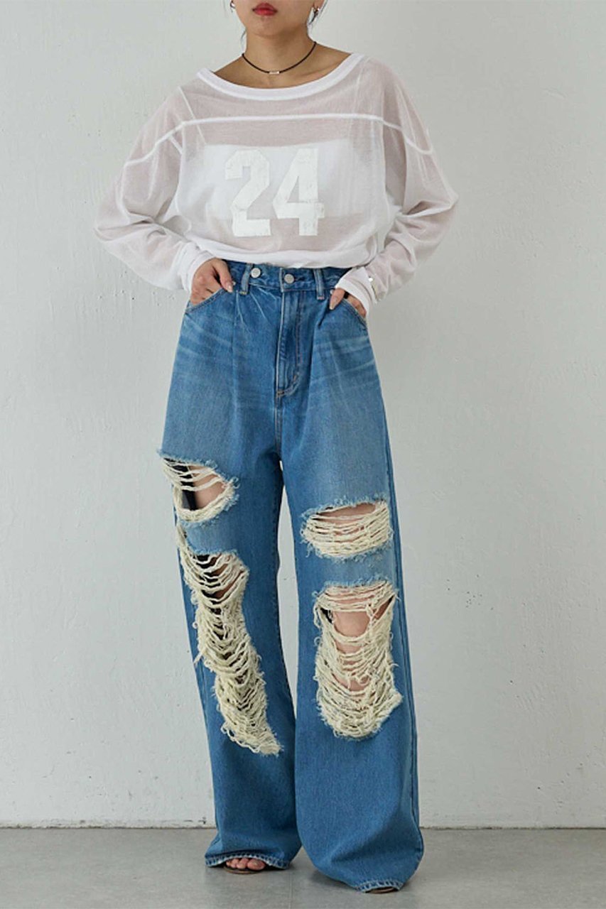 【ガリャルダガランテ/GALLARDAGALANTE】の【PEAS】クラッシュデニムパンツ 人気、トレンドファッション・服の通販 founy(ファニー) 　ファッション　Fashion　レディースファッション　WOMEN　パンツ　Pants　デニムパンツ　Denim Pants　おすすめ　Recommend　カットソー　Cut And Sew　ジャケット　Jacket　ストッキング　Stockings　デコルテ　Decolletage　デニム　Denim　ポケット　Pocket　other-8|ID: prp329100004361319 ipo3291000000031341692