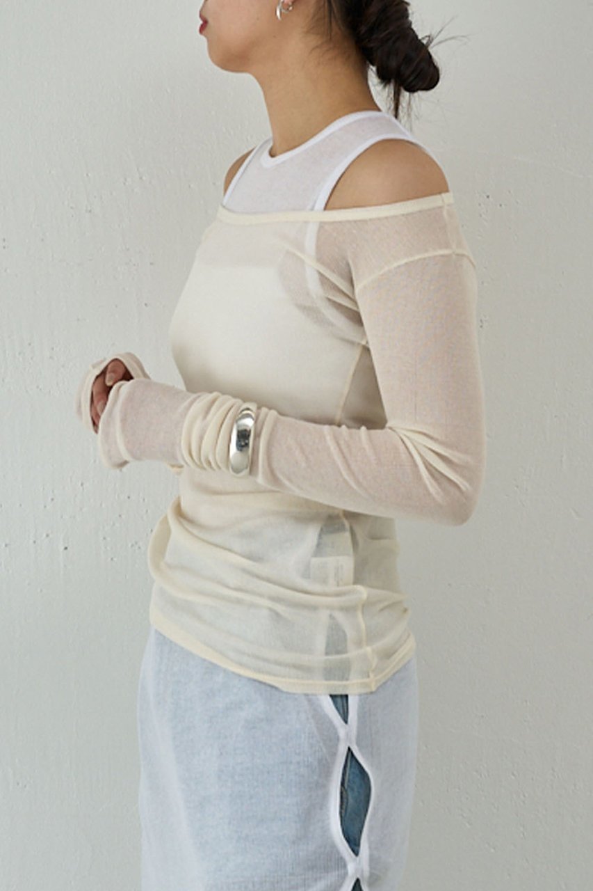 【ガリャルダガランテ/GALLARDAGALANTE】の【PEAS】シアーテレコプルオーバー 人気、トレンドファッション・服の通販 founy(ファニー) 　ファッション　Fashion　レディースファッション　WOMEN　トップス・カットソー　Tops/Tshirt　シャツ/ブラウス　Shirts/Blouses　ロング / Tシャツ　T-Shirts　プルオーバー　Pullover　カットソー　Cut and Sewn　おすすめ　Recommend　スリーブ　Sleeve　ロング　Long　other-3|ID: prp329100004361323 ipo3291000000031341715