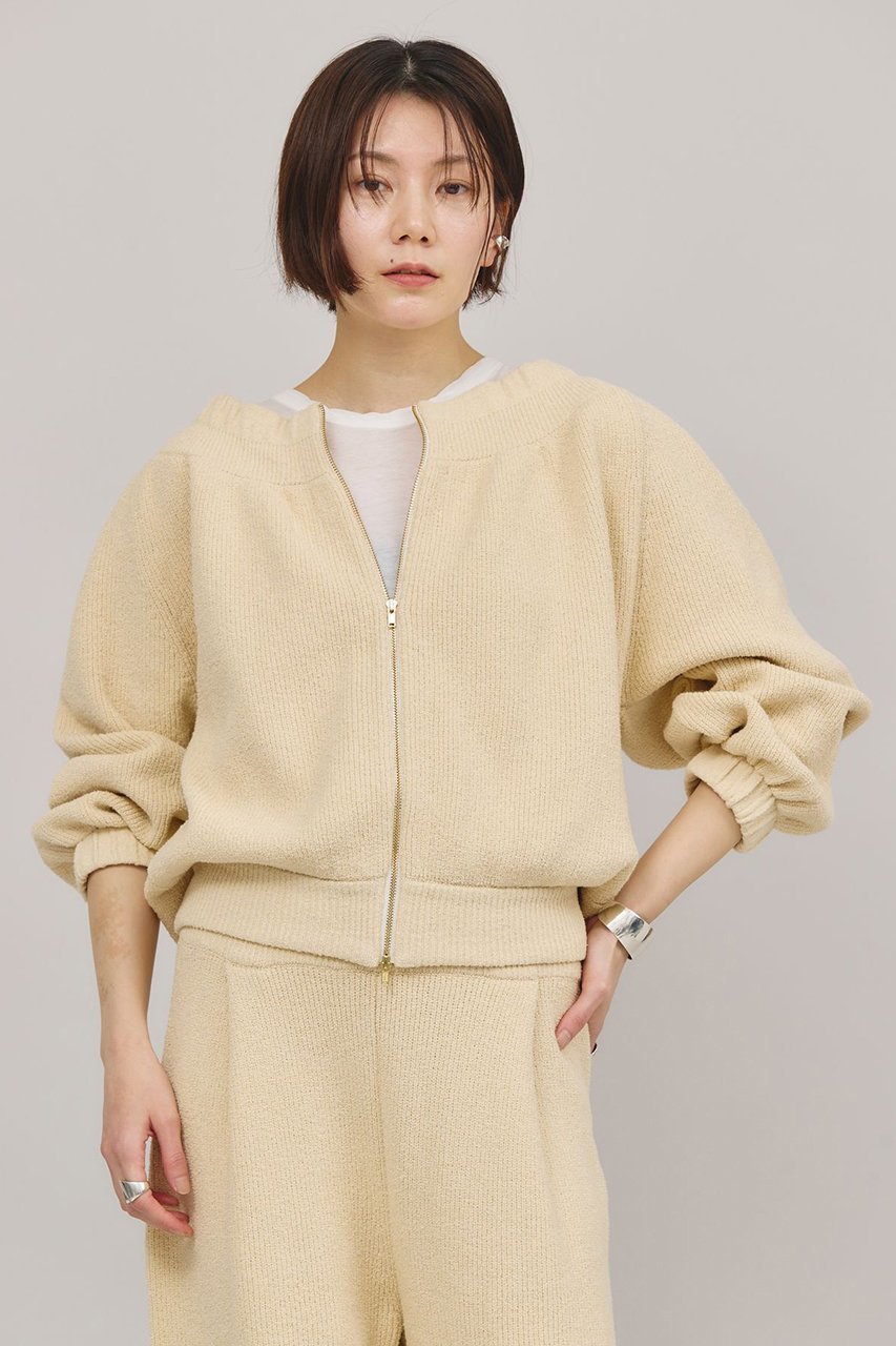 【カレンソロジー/Curensology】のブークレニットジップカーディガン 人気、トレンドファッション・服の通販 founy(ファニー) 　ファッション　Fashion　レディースファッション　Ladies' Fashion Online　トップス・カットソー　Tops/Tshirt　ニット　Knit Tops　カーディガン　Cardigans　カーディガン　Cardigan　ギャザー　Gather　スポーティ　Sporty　フィット　Fit　フェミニン　Feminine　ブルゾン　Blouson　再入荷　Restock/Back In Stock/Re Arrival　 other-1|ID: prp329100004361326 ipo3291000000032613721