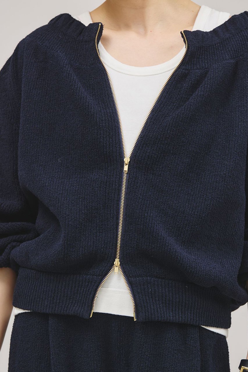 【カレンソロジー/Curensology】のブークレニットジップカーディガン 人気、トレンドファッション・服の通販 founy(ファニー) 　ファッション　Fashion　レディースファッション　Ladies' Fashion Online　トップス・カットソー　Tops/Tshirt　ニット　Knit Tops　カーディガン　Cardigans　カーディガン　Cardigan　ギャザー　Gather　スポーティ　Sporty　フィット　Fit　フェミニン　Feminine　ブルゾン　Blouson　再入荷　Restock/Back In Stock/Re Arrival　other-5|ID: prp329100004361326 ipo3291000000032613727