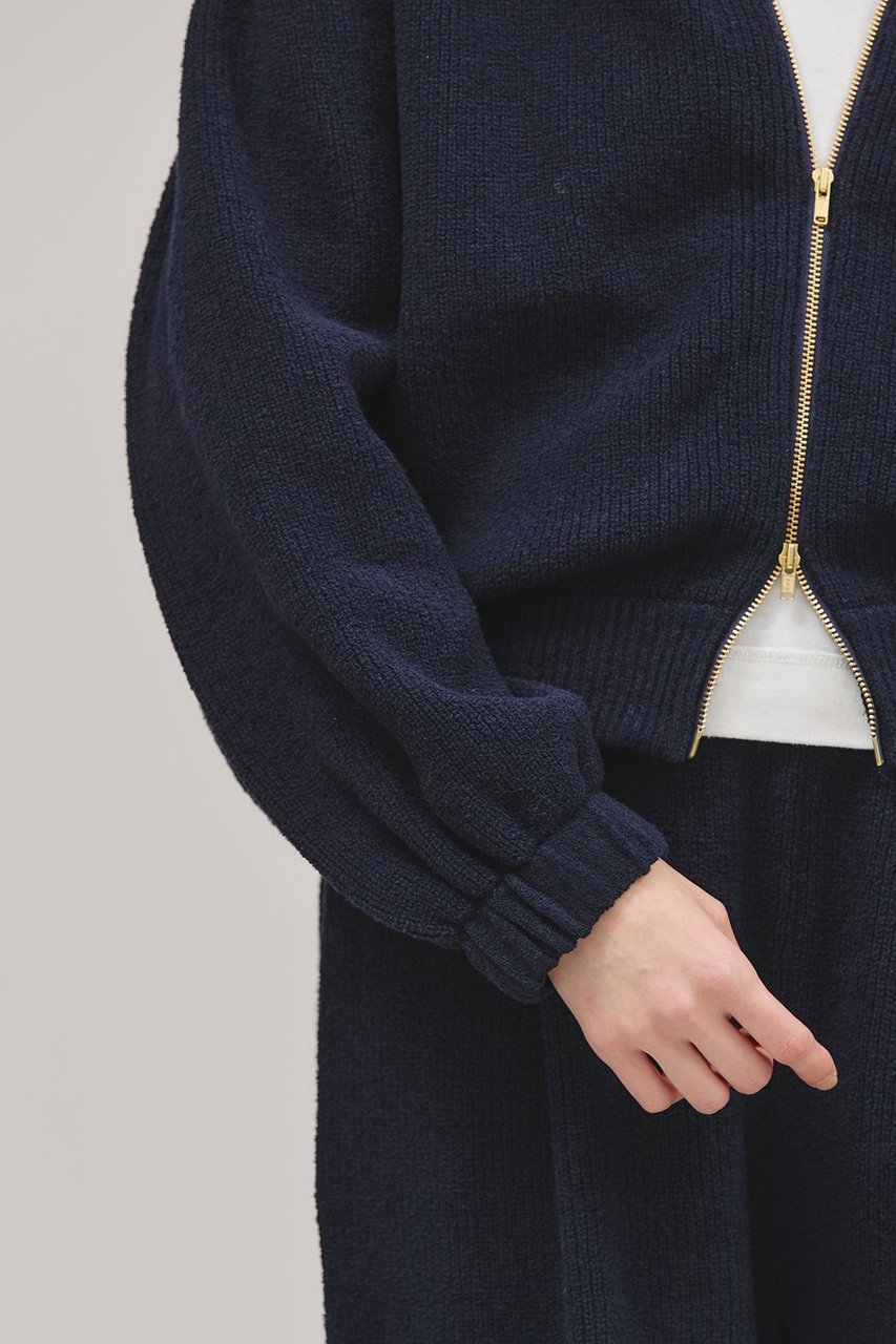 【カレンソロジー/Curensology】のブークレニットジップカーディガン 人気、トレンドファッション・服の通販 founy(ファニー) 　ファッション　Fashion　レディースファッション　Ladies' Fashion Online　トップス・カットソー　Tops/Tshirt　ニット　Knit Tops　カーディガン　Cardigans　カーディガン　Cardigan　ギャザー　Gather　スポーティ　Sporty　フィット　Fit　フェミニン　Feminine　ブルゾン　Blouson　再入荷　Restock/Back In Stock/Re Arrival　other-6|ID: prp329100004361326 ipo3291000000032613728