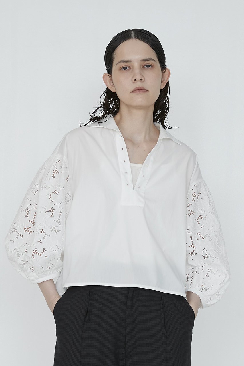 【ティッカ/TICCA】のフラワーレースパフスリーブシャツ 人気、トレンドファッション・服の通販 founy(ファニー) 　ファッション　Fashion　レディースファッション　Fashion for Women　トップス・カットソー　Cut & Sew Tops　シャツ・ブラウス・オフィスカジュアル　Elegant Blouses & Button-Ups　カッティング　Cutting Detail　クール　Cool, Chic　スリーブ　Sleeve, Long Sleeve / Short Sleeve　モチーフ　Motif, Design Theme　レース　Lace, Lace Fabric　ロング　Long, Long-Length　エレガント 上品　Elegant　人気　Popular, Best Seller　今季　This Season, Current Season　other-7|ID: prp329100004362457 ipo3291000000032869553