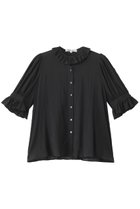 【ビリティス ディセッタン/Bilitis dix-sept ans】のパリジャンショートスリーブブラウス 人気、トレンドファッション・服の通販 founy(ファニー) ファッション Fashion レディースファッション Fashion for Women トップス・カットソー Cut & Sew Tops シャツ・ブラウス・オフィスカジュアル Elegant Blouses & Button-Ups ギャザー Gathered, Ruffled ショート Short, Short Length スリーブ Sleeve, Long Sleeve / Short Sleeve トレンド Trend, Trending Now フェミニン Feminine, Girly フリル Frill, Ruffle ボトム Bottoms, Lower Wear thumbnail ブラック|ID: prp329100004362460 ipo3291000000032674740