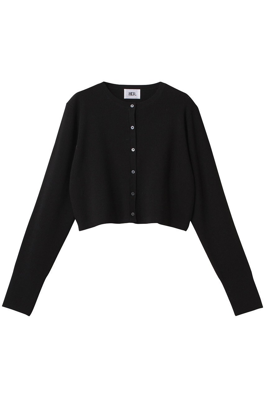 【ハー/HER.】のC/Pショートカーディガン インテリア・キッズ・メンズ・レディースファッション・服の通販 founy(ファニー) 　ファッション　Fashion　レディースファッション　Fashion for Women　トップス・カットソー　Cut & Sew Tops　ニット　Knit Tops & Sweaters　カーディガン・羽織り　Layered Style Cardigans　カーディガン　Cardigan, Knitwear　ショート　Short, Short Length　トレンド　Trend, Trending Now　バランス　Balance, Style Balance　畦　Ribbed Knit　ブラック|ID: prp329100004363320 ipo3291000000032951635