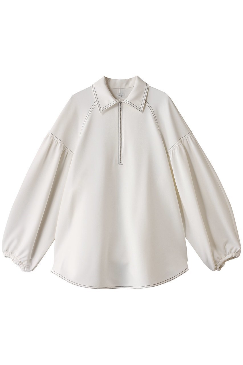 【マノフ/MANOF】のHALF ZIP TOPS/ブラウス インテリア・キッズ・メンズ・レディースファッション・服の通販 founy(ファニー) 　ファッション　Fashion　レディースファッション　Fashion for Women　トップス・カットソー　Cut & Sew Tops　シャツ・ブラウス・オフィスカジュアル　Elegant Blouses & Button-Ups　シンプル　Simple, Minimal　スリーブ　Sleeve, Long Sleeve / Short Sleeve　フォーマル　Formal, Dressy　モダン　Modern, Contemporary　リラックス　Relax, Relaxed Fit　ロング　Long, Long-Length　エレガント 上品　Elegant　今季　This Season, Current Season　WHITE|ID: prp329100004364155 ipo3291000000032869800