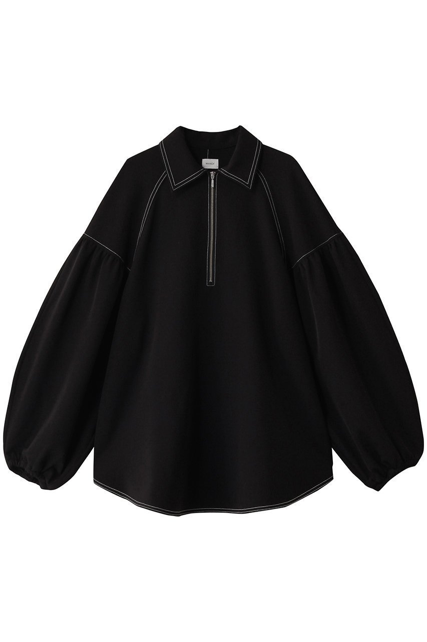 【マノフ/MANOF】のHALF ZIP TOPS/ブラウス インテリア・キッズ・メンズ・レディースファッション・服の通販 founy(ファニー) 　ファッション　Fashion　レディースファッション　Fashion for Women　トップス・カットソー　Cut & Sew Tops　シャツ・ブラウス・オフィスカジュアル　Elegant Blouses & Button-Ups　シンプル　Simple, Minimal　スリーブ　Sleeve, Long Sleeve / Short Sleeve　フォーマル　Formal, Dressy　モダン　Modern, Contemporary　リラックス　Relax, Relaxed Fit　ロング　Long, Long-Length　エレガント 上品　Elegant　今季　This Season, Current Season　BLACK|ID: prp329100004364155 ipo3291000000032869804
