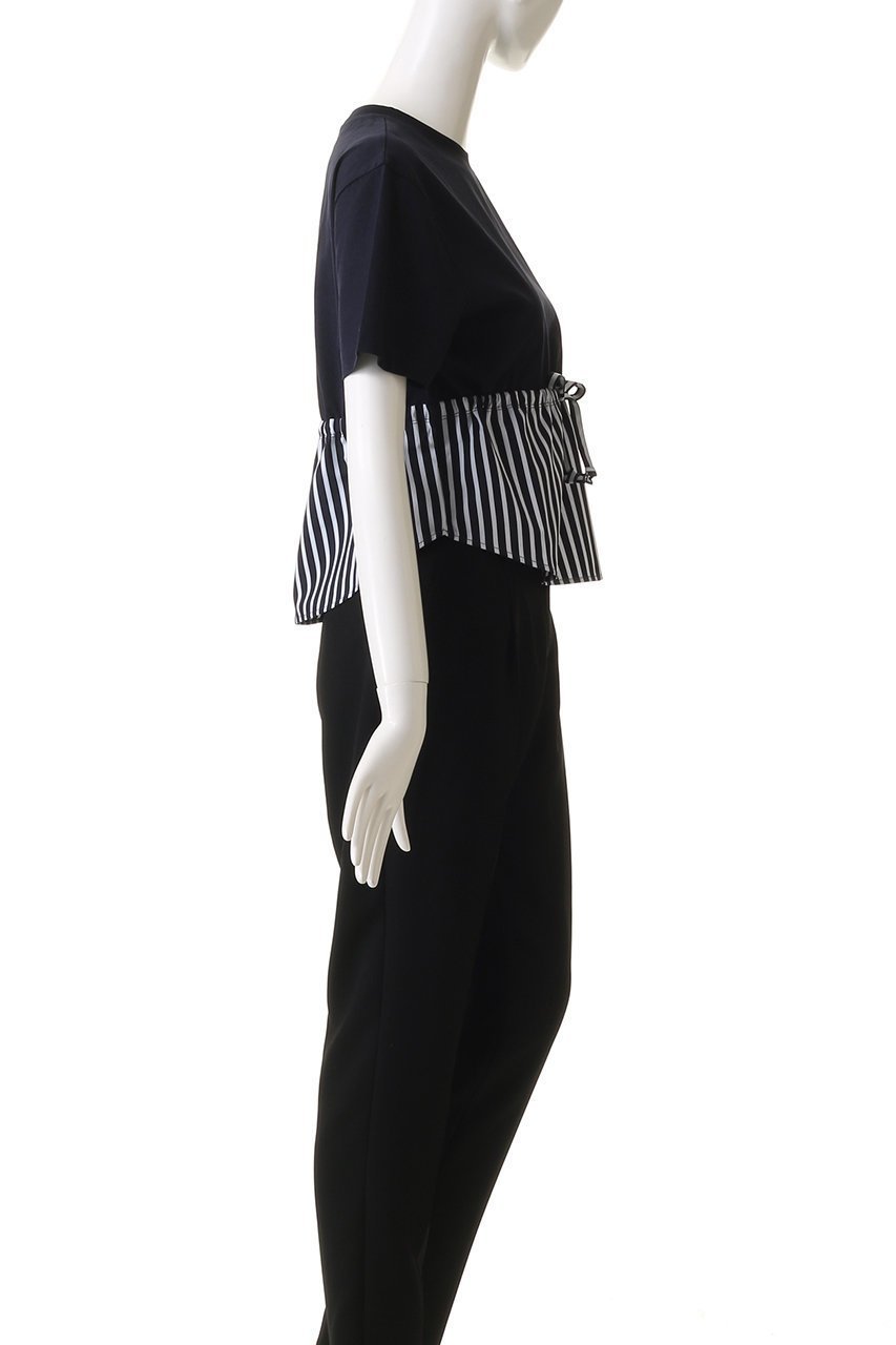 【パトゥ/PATOU】のストライプポプリン ドローコード Tシャツ 人気、トレンドファッション・服の通販 founy(ファニー) 　ファッション　Fashion　レディースファッション　WOMEN　トップス・カットソー　Tops/Tshirt　シャツ/ブラウス　Shirts/Blouses　ロング / Tシャツ　T-Shirts　カットソー　Cut and Sewn　ショート　Short　ストライプ　Stripe　スリーブ　Sleeve　ドローコード　Draw Cord　リボン　Ribbon　無地　Plain Color　軽量　Lightweight　other-3|ID: prp329100004364158 ipo3291000000031340293