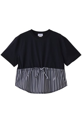 【パトゥ/PATOU】のストライプポプリン ドローコード Tシャツ 人気、トレンドファッション・服の通販 founy(ファニー) ファッション Fashion レディースファッション Fashion for Women トップス・カットソー Cut & Sew Tops シャツ・ブラウス・オフィスカジュアル Elegant Blouses & Button-Ups ロングTシャツ・Tシャツ Longline T-Shirts & Tees カットソー・ベーシックTシャツ Cut-and-Sewn Tops / Stretch Tees & Basics ショート Short, Short Length ストライプ Stripe, Striped Pattern スリーブ Sleeve, Long Sleeve / Short Sleeve ドローコード Drawcord, Drawstring Cord リボン Ribbon, Bow 無地 Plain, Solid Color 軽量 Lightweight, Ultra Light |ID:prp329100004364158
