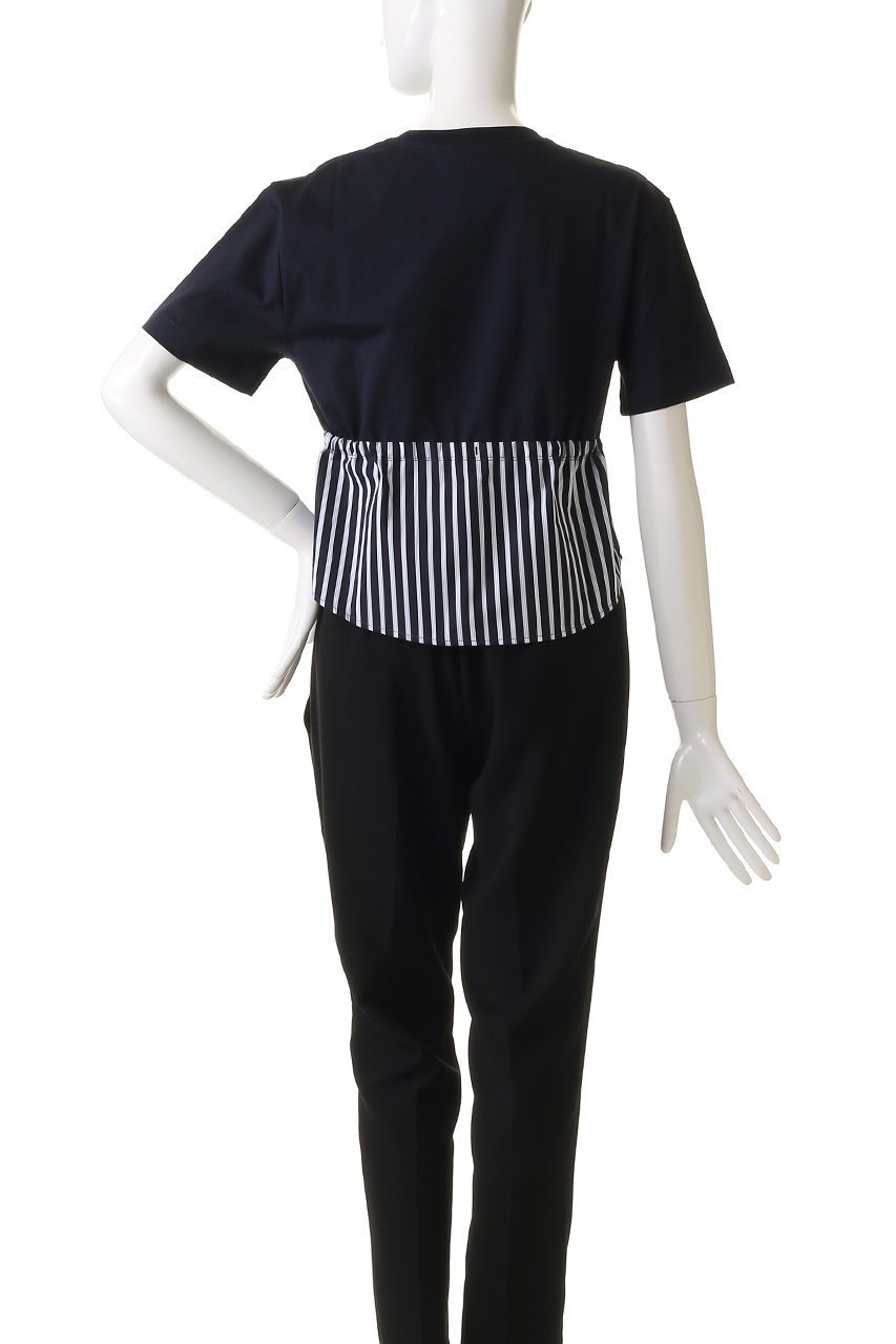 【パトゥ/PATOU】のストライプポプリン ドローコード Tシャツ 人気、トレンドファッション・服の通販 founy(ファニー) 　ファッション　Fashion　レディースファッション　Fashion for Women　トップス・カットソー　Cut & Sew Tops　シャツ・ブラウス・オフィスカジュアル　Elegant Blouses & Button-Ups　ロングTシャツ・Tシャツ　Longline T-Shirts & Tees　カットソー・ベーシックTシャツ　Cut-and-Sewn Tops / Stretch Tees & Basics　ショート　Short, Short Length　ストライプ　Stripe, Striped Pattern　スリーブ　Sleeve, Long Sleeve / Short Sleeve　ドローコード　Drawcord, Drawstring Cord　リボン　Ribbon, Bow　無地　Plain, Solid Color　軽量　Lightweight, Ultra Light　other-4|ID: prp329100004364158 ipo3291000000032879977