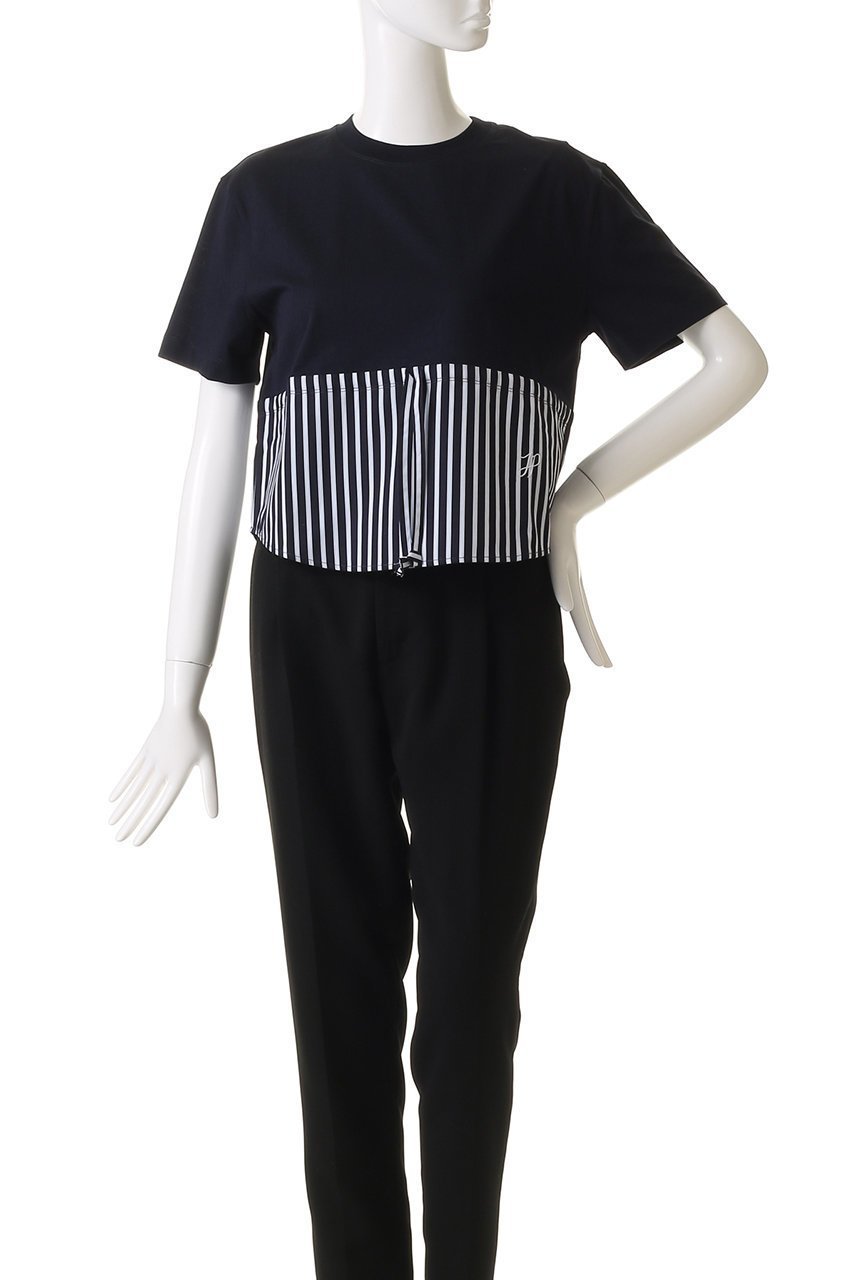 【パトゥ/PATOU】のストライプポプリン ドローコード Tシャツ 人気、トレンドファッション・服の通販 founy(ファニー) 　ファッション　Fashion　レディースファッション　Fashion for Women　トップス・カットソー　Cut & Sew Tops　シャツ・ブラウス・オフィスカジュアル　Elegant Blouses & Button-Ups　ロングTシャツ・Tシャツ　Longline T-Shirts & Tees　カットソー・ベーシックTシャツ　Cut-and-Sewn Tops / Stretch Tees & Basics　ショート　Short, Short Length　ストライプ　Stripe, Striped Pattern　スリーブ　Sleeve, Long Sleeve / Short Sleeve　ドローコード　Drawcord, Drawstring Cord　リボン　Ribbon, Bow　無地　Plain, Solid Color　軽量　Lightweight, Ultra Light　other-6|ID: prp329100004364158 ipo3291000000032879989