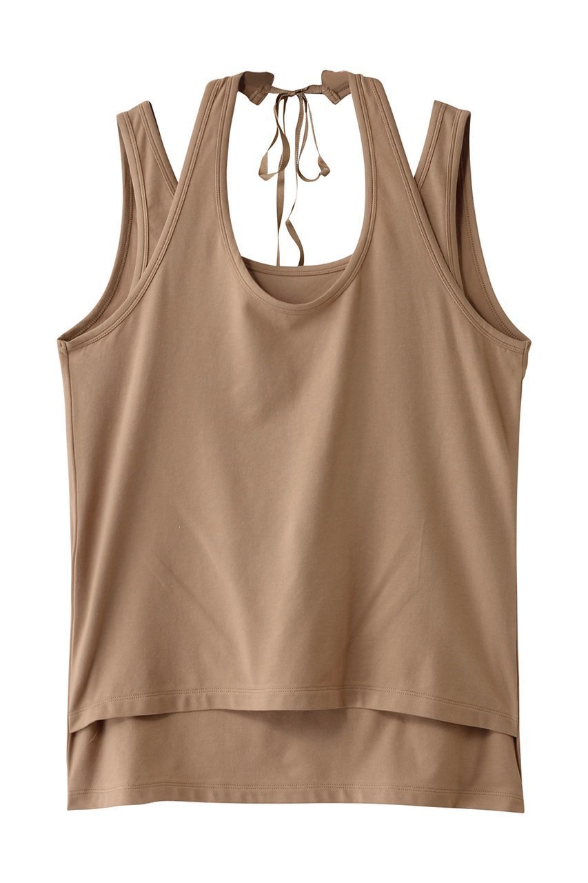 【ルール ロジェット/leur logette】のコットンポリウレタンノースリーブトップ インテリア・キッズ・メンズ・レディースファッション・服の通販 founy(ファニー) 　ファッション　Fashion　レディースファッション　Fashion for Women　トップス・カットソー　Cut & Sew Tops　キャミソール&ノースリーブ　Camisoles & Sleeveless Tops　シャツ・ブラウス・オフィスカジュアル　Elegant Blouses & Button-Ups　ロングTシャツ・Tシャツ　Longline T-Shirts & Tees　カットソー・ベーシックTシャツ　Cut-and-Sewn Tops / Stretch Tees & Basics　キャミソール　Camisole, Spaghetti Strap Top　シンプル　Simple, Minimal　ストレッチ　Stretch, Stretchy Fabric　タンク　Tank Top, Sleeveless Top　ノースリーブ　Sleeveless, No-Sleeve　夏　Summer　春　Spring　S/S・春夏　SS, Spring/Summer, Warm Season　ベージュ|ID: prp329100004364160 ipo3291000000035567412