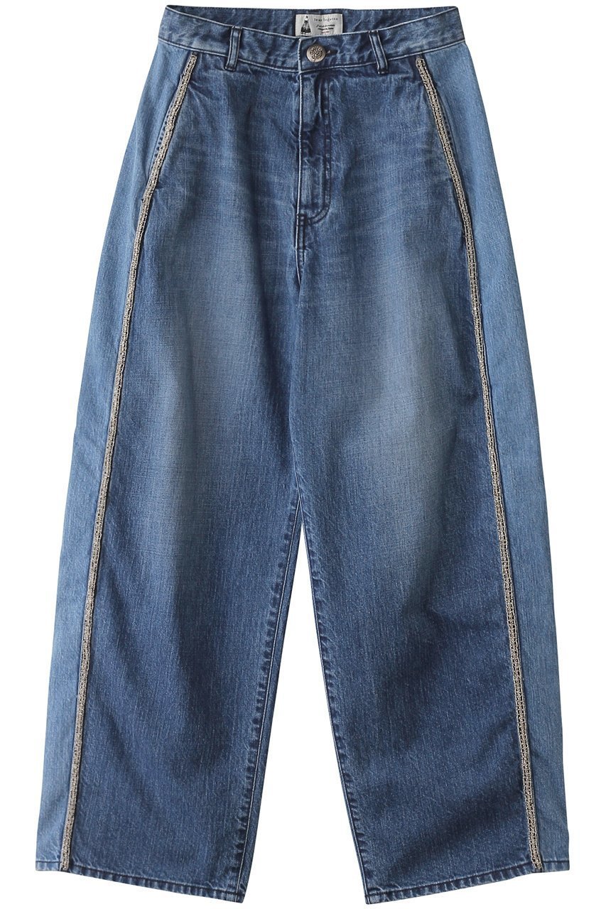 【ルール ロジェット/leur logette】のビジュー付き12ozデニムパンツ 人気、トレンドファッション・服の通販 founy(ファニー) 　ファッション　Fashion　レディースファッション　Fashion for Women　パンツ　Pants & Trousers　デニムパンツ・ジーンズ・美脚デニム　Denim Jeans & Pants　スポーティ　Sporty, Casual Athletic　デニム　Denim, Jeans Material　トレンド　Trend, Trending Now　ビジュー　Bijou, Jewel-like Accent　リュクス　Luxury, Elegant, High-End, Chic　ロング　Long, Long-Length　ワイド　Wide, Wide Fit　 other-1|ID: prp329100004364164 ipo3291000000032965742