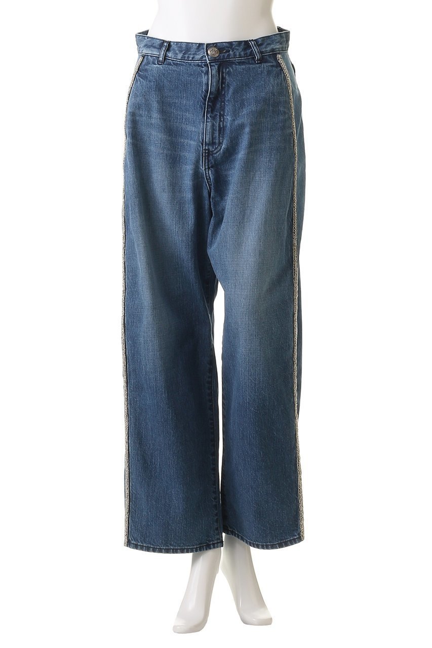 【ルール ロジェット/leur logette】のビジュー付き12ozデニムパンツ 人気、トレンドファッション・服の通販 founy(ファニー) 　ファッション　Fashion　レディースファッション　Fashion for Women　パンツ　Pants & Trousers　デニムパンツ・ジーンズ・美脚デニム　Denim Jeans & Pants　スポーティ　Sporty, Casual Athletic　デニム　Denim, Jeans Material　トレンド　Trend, Trending Now　ビジュー　Bijou, Jewel-like Accent　リュクス　Luxury, Elegant, High-End, Chic　ロング　Long, Long-Length　ワイド　Wide, Wide Fit　other-2|ID: prp329100004364164 ipo3291000000032965748