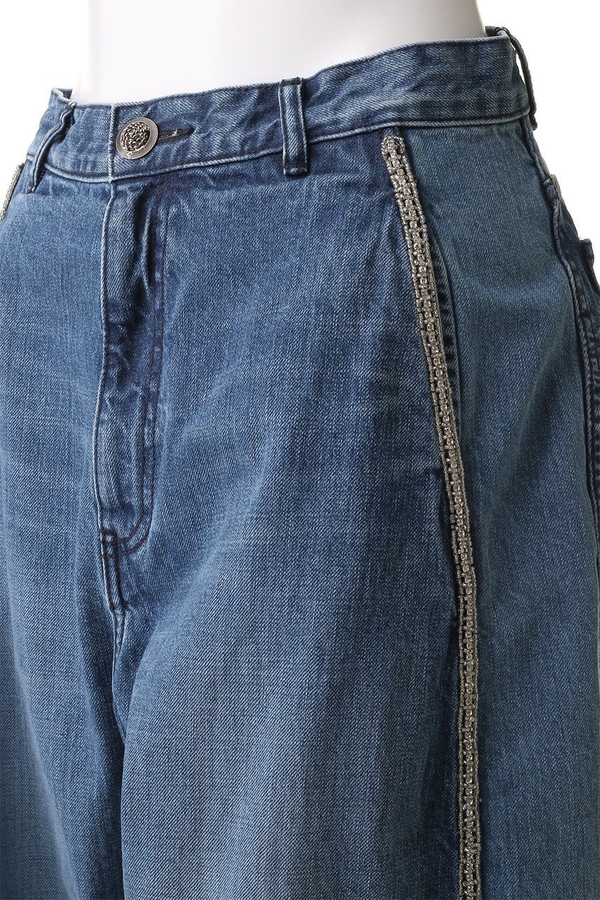 【ルール ロジェット/leur logette】のビジュー付き12ozデニムパンツ 人気、トレンドファッション・服の通販 founy(ファニー) 　ファッション　Fashion　レディースファッション　Fashion for Women　パンツ　Pants & Trousers　デニムパンツ・ジーンズ・美脚デニム　Denim Jeans & Pants　スポーティ　Sporty, Casual Athletic　デニム　Denim, Jeans Material　トレンド　Trend, Trending Now　ビジュー　Bijou, Jewel-like Accent　リュクス　Luxury, Elegant, High-End, Chic　ロング　Long, Long-Length　ワイド　Wide, Wide Fit　other-5|ID: prp329100004364164 ipo3291000000032965760