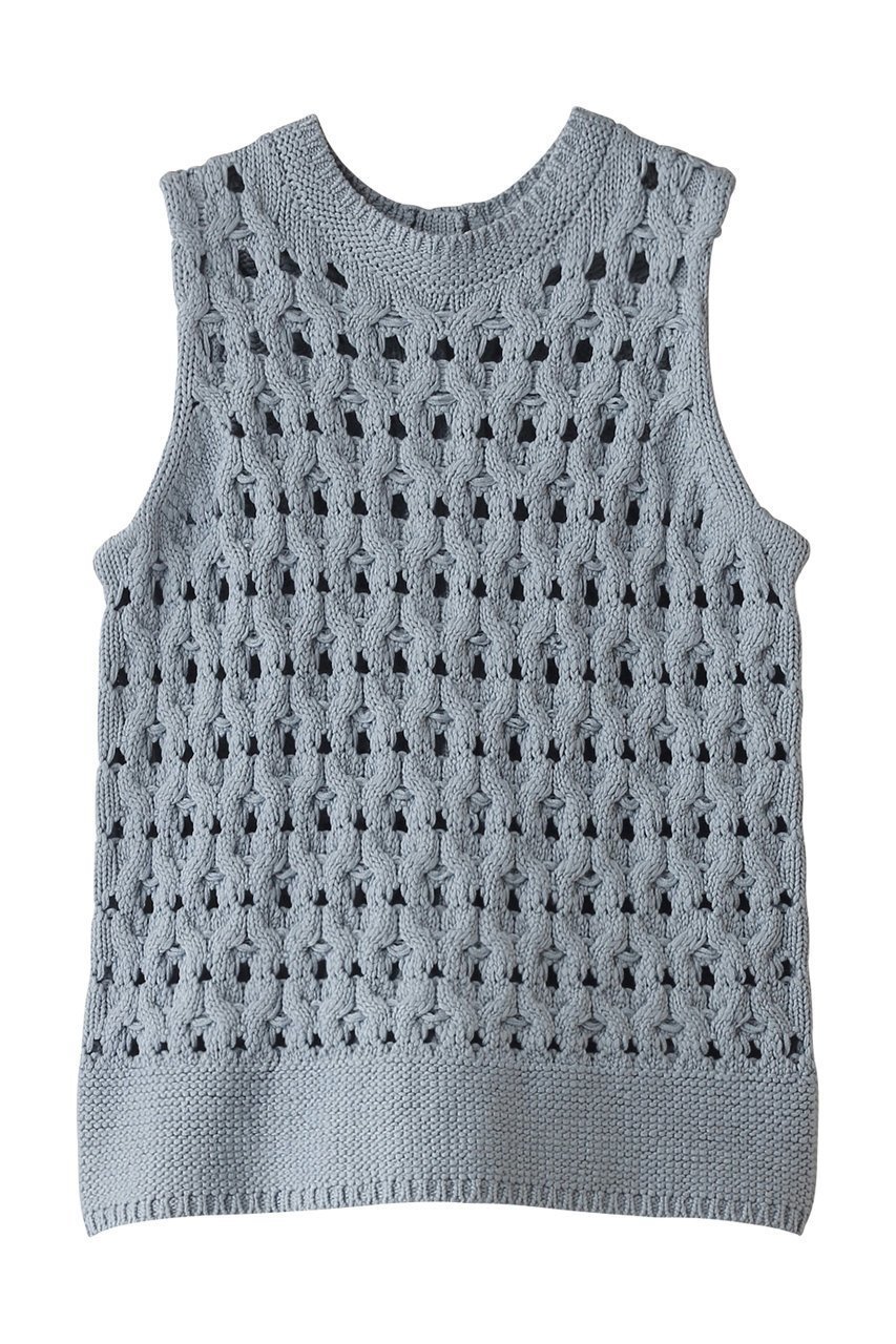 【マルティニーク/martinique】のケーブルアイレットジレ インテリア・キッズ・メンズ・レディースファッション・服の通販 founy(ファニー) 　ファッション　Fashion　レディースファッション　Fashion for Women　トップス・カットソー　Cut & Sew Tops　ニット　Knit Tops & Sweaters　ベスト&ジレ / 重ね着スタイル　Vests & Gilets　カジュアルプルオーバー・ニットトップス　Pullovers & Knit Tops / Casual Pullovers　アイレット　Eyelet Lace　インナー　Innerwear　ロング　Long, Long-Length　サックス|ID: prp329100004364174 ipo3291000000035040896