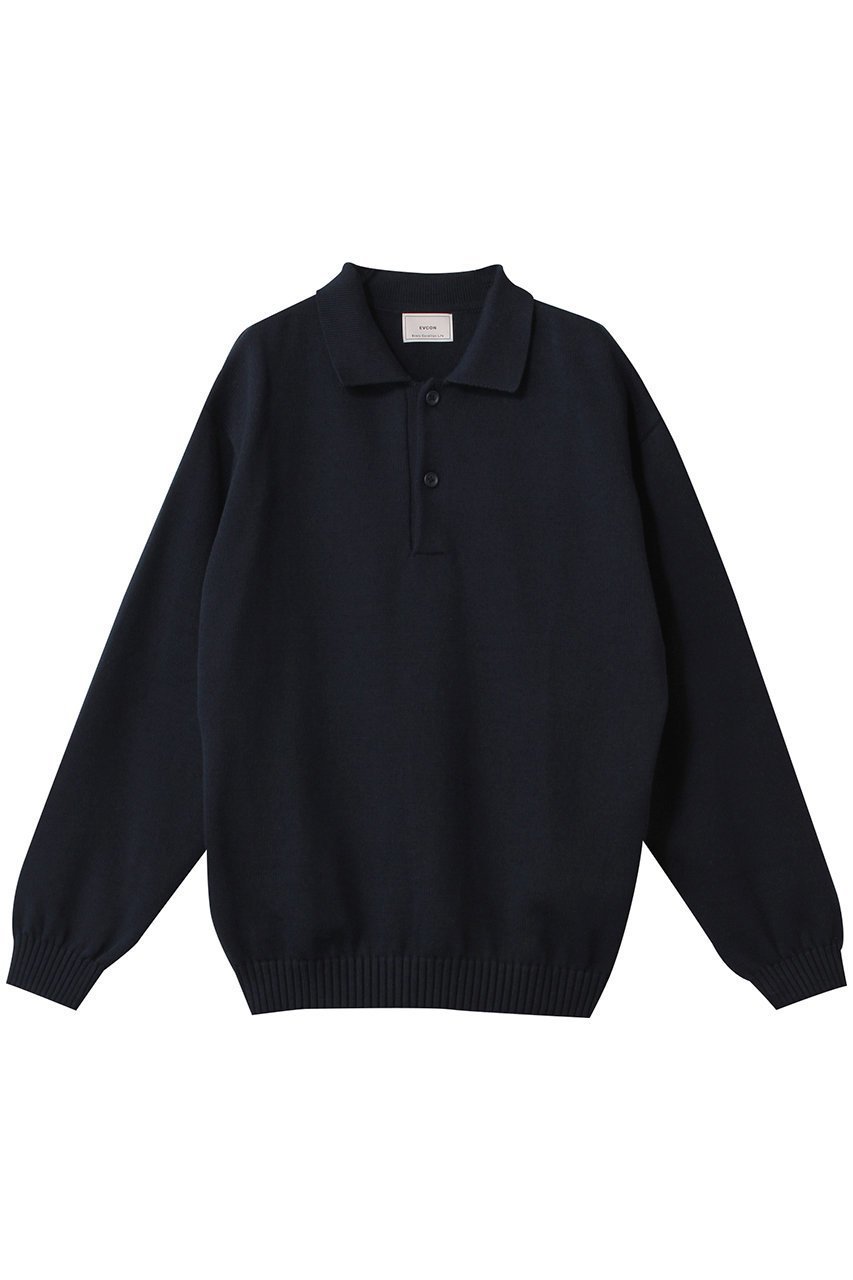 【エビコン/EVCON】の【UNISEX】COTTON KNIT L/S POLO/ニット インテリア・キッズ・メンズ・レディースファッション・服の通販 founy(ファニー) 　ファッション　Fashion　レディースファッション　Fashion for Women　トップス・カットソー　Cut & Sew Tops　ニット　Knit Tops & Sweaters　カジュアルプルオーバー・ニットトップス　Pullovers & Knit Tops / Casual Pullovers　ユニセックス　Unisex, Genderless　シンプル　Simple, Minimal　トレンド　Trend, Trending Now　フォルム　Silhouette, Form　リラックス　Relax, Relaxed Fit　夏　Summer　D.NAVY|ID: prp329100004364185 ipo3291000000032951262