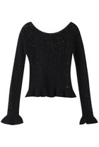 【クラネ/CLANE】のBOAT NECK CROCHET KNIT TOPS/ニット BLACK|ID: prp329100004364192 ipo3291000000032953482