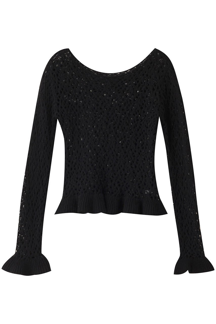 【クラネ/CLANE】のBOAT NECK CROCHET KNIT TOPS/ニット インテリア・キッズ・メンズ・レディースファッション・服の通販 founy(ファニー) 　ファッション　Fashion　レディースファッション　Fashion for Women　トップス・カットソー　Cut & Sew Tops　ニット　Knit Tops & Sweaters　カジュアルプルオーバー・ニットトップス　Pullovers & Knit Tops / Casual Pullovers　インナー　Innerwear　夏　Summer　春　Spring　S/S・春夏　SS, Spring/Summer, Warm Season　透かし　Cut-Out, Lacework　BLACK|ID: prp329100004364192 ipo3291000000032953482