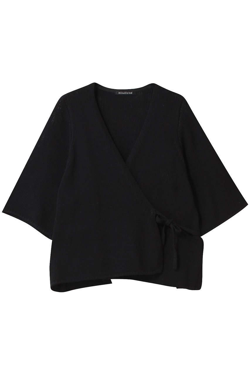 【ミズイロ インド/mizuiro ind】のtape yarn wrap CD カーディガン インテリア・キッズ・メンズ・レディースファッション・服の通販 founy(ファニー) 　ファッション　Fashion　レディースファッション　Fashion for Women　トップス・カットソー　Cut & Sew Tops　ニット　Knit Tops & Sweaters　カーディガン・羽織り　Layered Style Cardigans　インナー　Innerwear　エレガント 上品　Elegant　カーディガン　Cardigan, Knitwear　デニム　Denim, Jeans Material　フェミニン　Feminine, Girly　ラップ　Wrap, Wrap Design　リボン　Ribbon, Bow　ワイド　Wide, Wide Fit　夏　Summer　春　Spring　S/S・春夏　SS, Spring/Summer, Warm Season　black|ID: prp329100004364193 ipo3291000000032953524