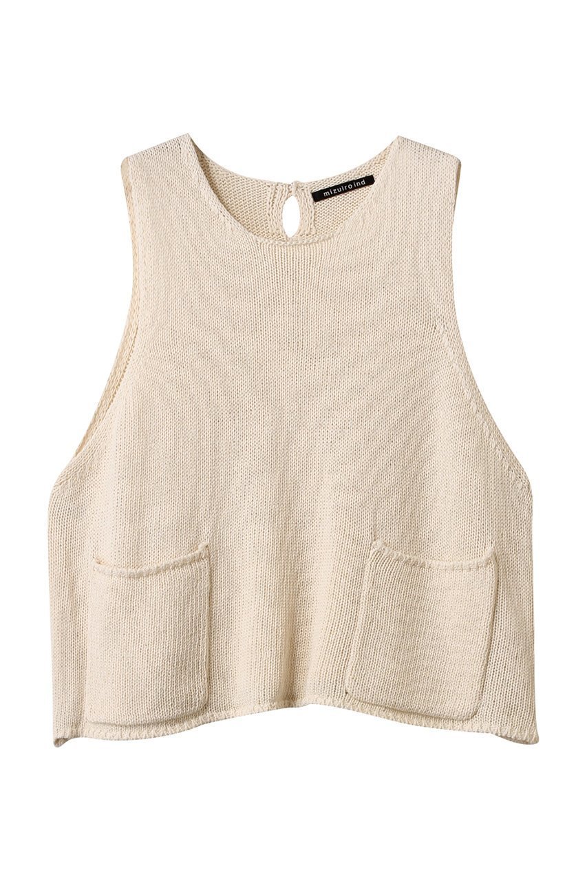 【ミズイロ インド/mizuiro ind】のtape yarn short vest ベスト インテリア・キッズ・メンズ・レディースファッション・服の通販 founy(ファニー) 　ファッション　Fashion　レディースファッション　Fashion for Women　トップス・カットソー　Cut & Sew Tops　ニット　Knit Tops & Sweaters　ベスト&ジレ / 重ね着スタイル　Vests & Gilets　カジュアルプルオーバー・ニットトップス　Pullovers & Knit Tops / Casual Pullovers　ショート　Short, Short Length　フェミニン　Feminine, Girly　フロント　Front, Front Design　ベスト　Vest, Waistcoat　ポケット　Pocket, Pocket Detail　夏　Summer　春　Spring　S/S・春夏　SS, Spring/Summer, Warm Season　ivory|ID: prp329100004364195 ipo3291000000032951235