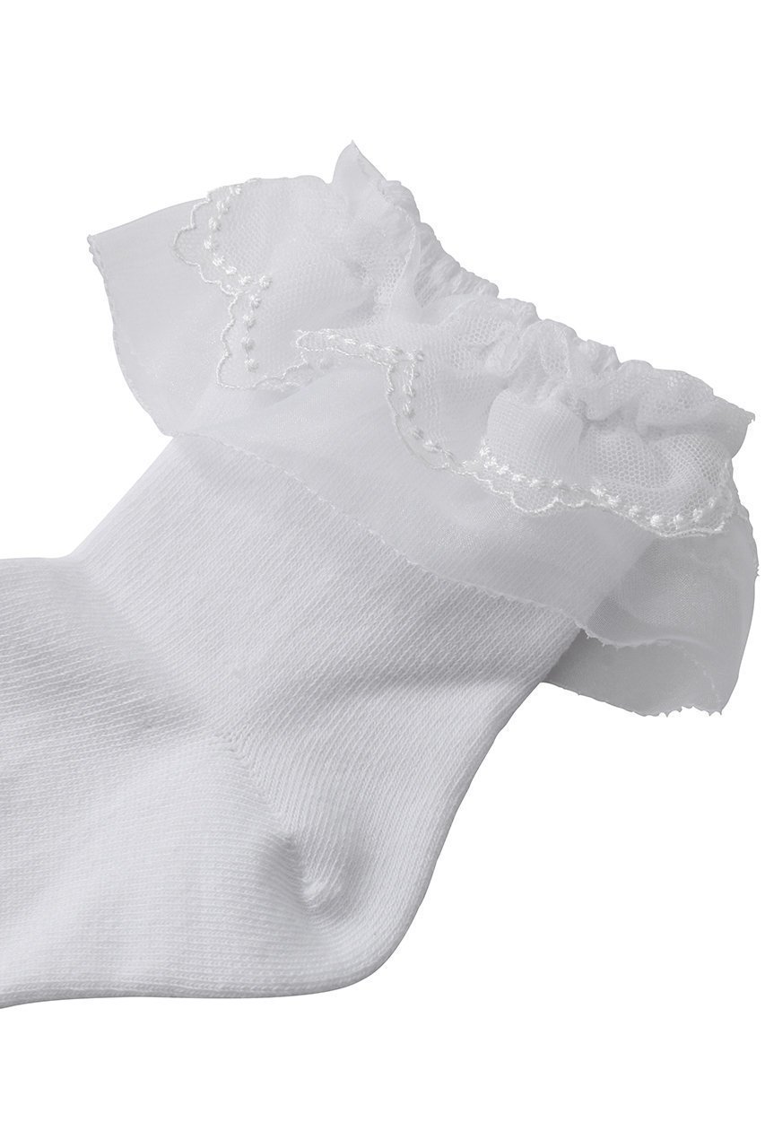 【ポプキンズ/POMPKINS / KIDS】の【KIDS】ダブルフリルソックス ホワイト LL 人気、トレンドファッション・服の通販 founy(ファニー) 　ファッション　Fashion　キッズファッション　Fashion for Kids　シンプル　Simple, Minimal　ソックス　Socks, Hosiery　チュール　Tulip, Tulip Motif　フリル　Frill, Ruffle　エレガント 上品　Elegant　other-2|ID: prp329100004364198 ipo3291000000036236179