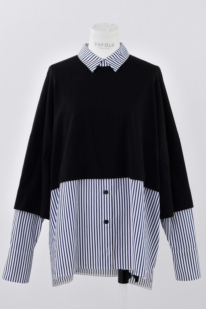 【エンフォルド/ENFOLD】のソフト天竺 SH レイヤードP.O/プルオーバー インテリア・キッズ・メンズ・レディースファッション・服の通販 founy(ファニー) https://founy.com/ ファッション Fashion レディースファッション Fashion for Women トップス・カットソー Cut & Sew Tops シャツ・ブラウス・オフィスカジュアル Elegant Blouses & Button-Ups カジュアルプルオーバー・ニットトップス Pullovers & Knit Tops / Casual Pullovers スリット Slit, Slit Detail スリーブ Sleeve, Long Sleeve / Short Sleeve ロング Long, Long-Length ワイド Wide, Wide Fit |ID: prp329100004365344 ipo3291000000035958364