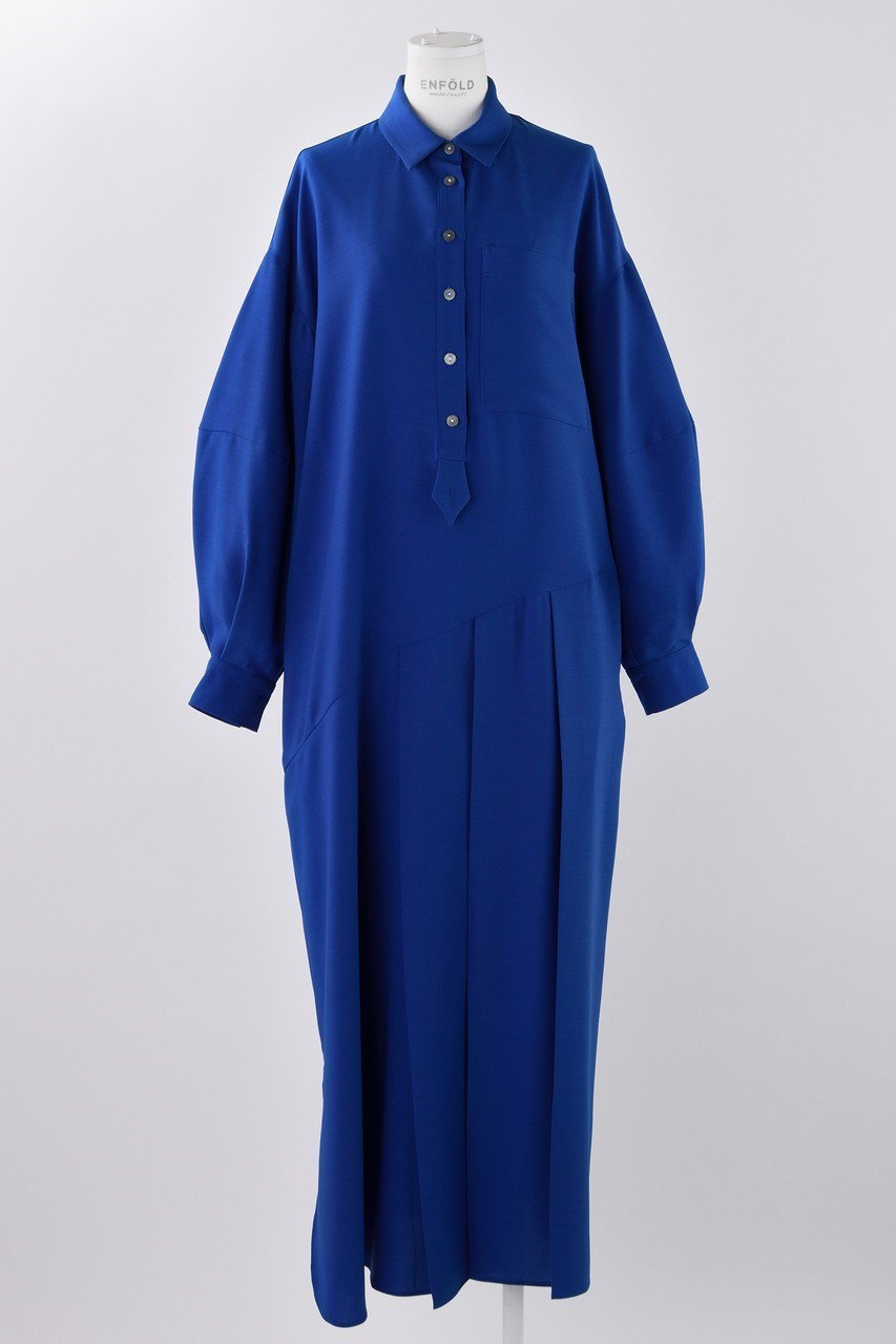 【エンフォルド/ENFOLD】のComfortable Twill シャツ DRS/ドレス インテリア・キッズ・メンズ・レディースファッション・服の通販 founy(ファニー) 　ファッション　Fashion　レディースファッション　Fashion for Women　ワンピース　Dresses　フォーマル・パーティードレス・結婚式用ドレス　Elegant & Casual Dresses　チュニック　Tunic Tops & Dresses　アシンメトリー　Asymmetrical Style　チュニック　Tunic, Long Top　ドレス　Dress, One-Piece　プリーツ　Pleats, Pleated　ロング　Long, Long-Length　エレガント 上品　Elegant　ブルー|ID: prp329100004365347 ipo3291000000032876131