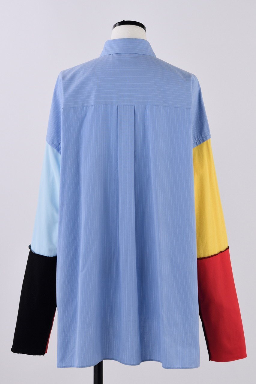 【ナゴンスタンス/nagonstans】のブロードピンストライプ カットスリーブSH/シャツ 人気、トレンドファッション・服の通販 founy(ファニー) 　ファッション　Fashion　レディースファッション　Fashion for Women　トップス・カットソー　Cut & Sew Tops　シャツ・ブラウス・オフィスカジュアル　Elegant Blouses & Button-Ups　カットソー　Cut and Sewn Top　スリーブ　Sleeve, Long Sleeve / Short Sleeve　ドッキング　Docking, Mixed Material　ボックス　Boxy, Box Shape　ミックス　Mix, Mixed Style　メンズ　Men's, Menswear　ロング　Long, Long-Length　other-3|ID: prp329100004365359 ipo3291000000032865889