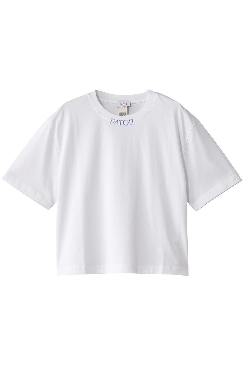 【パトゥ/PATOU】のPATOU カラークロップドTシャツ インテリア・キッズ・メンズ・レディースファッション・服の通販 founy(ファニー) 　ファッション　Fashion　レディースファッション　Fashion for Women　トップス・カットソー　Cut & Sew Tops　シャツ・ブラウス・オフィスカジュアル　Elegant Blouses & Button-Ups　ロングTシャツ・Tシャツ　Longline T-Shirts & Tees　カットソー・ベーシックTシャツ　Cut-and-Sewn Tops / Stretch Tees & Basics　コンパクト　Compact, Small Size　ショート　Short, Short Length　スリーブ　Sleeve, Long Sleeve / Short Sleeve　トレンド　Trend, Trending Now　フロント　Front, Front Design　ボトム　Bottoms, Lower Wear　ワイド　Wide, Wide Fit　無地　Plain, Solid Color　ホワイト|ID: prp329100004365366 ipo3291000000032878884