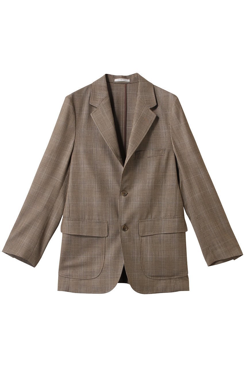 【クチュールドアダム/COUTURE D'ADAM】のPOW サックジャケット インテリア・キッズ・メンズ・レディースファッション・服の通販 founy(ファニー) 　ファッション　Fashion　レディースファッション　Fashion for Women　アウター　Coat / Outerwear Collection　レディースジャケット・軽アウター　Jackets　アイビー　Ivy Pattern　アメリカン　American Style　カーディガン　Cardigan, Knitwear　ジャケット　Jacket, Outerwear　チェック　Check, Plaid, Tartan　リラックス　Relax, Relaxed Fit　ベージュ|ID: prp329100004365368 ipo3291000000032912142