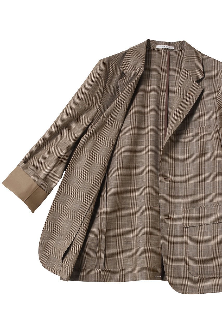 【クチュールドアダム/COUTURE D'ADAM】のPOW サックジャケット 人気、トレンドファッション・服の通販 founy(ファニー) 　ファッション　Fashion　レディースファッション　Fashion for Women　アウター　Coat / Outerwear Collection　レディースジャケット・軽アウター　Jackets　アイビー　Ivy Pattern　アメリカン　American Style　カーディガン　Cardigan, Knitwear　ジャケット　Jacket, Outerwear　チェック　Check, Plaid, Tartan　リラックス　Relax, Relaxed Fit　other-6|ID: prp329100004365368 ipo3291000000032912173