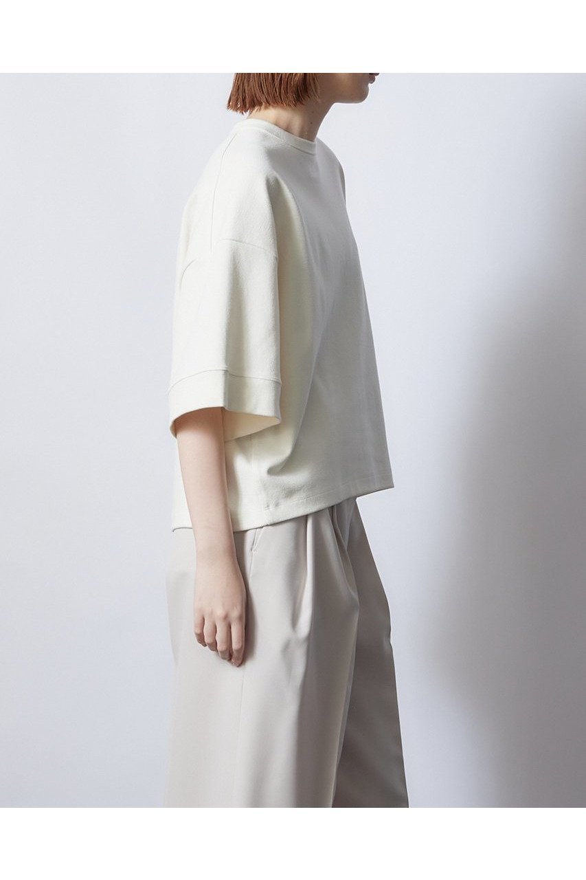 【フローレント/FLORENT】の梨地コットン ハーフスリーブカットソー 人気、トレンドファッション・服の通販 founy(ファニー) 　ファッション　Fashion　レディースファッション　WOMEN　トップス・カットソー　Tops/Tshirt　シャツ/ブラウス　Shirts/Blouses　ロング / Tシャツ　T-Shirts　カットソー　Cut and Sewn　ショート　Short　スリーブ　Sleeve　再入荷　Restock/Back In Stock/Re Arrival　半袖　Short Sleeve　抗菌　Antibacterial　other-8|ID: prp329100004365390 ipo3291000000031339500