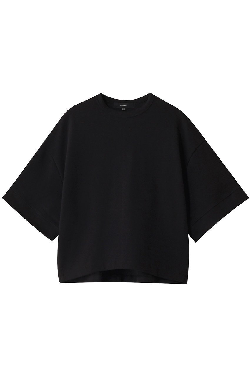 【フローレント/FLORENT】の梨地コットン ハーフスリーブカットソー インテリア・キッズ・メンズ・レディースファッション・服の通販 founy(ファニー) 　ファッション　Fashion　レディースファッション　Fashion for Women　トップス・カットソー　Cut & Sew Tops　シャツ・ブラウス・オフィスカジュアル　Elegant Blouses & Button-Ups　ロングTシャツ・Tシャツ　Longline T-Shirts & Tees　カットソー・ベーシックTシャツ　Cut-and-Sewn Tops / Stretch Tees & Basics　ショート　Short, Short Length　スリーブ　Sleeve, Long Sleeve / Short Sleeve　半袖　Short Sleeve, Half Sleeve　抗菌　Antibacterial, Bacteria-Resistant　ブラック|ID: prp329100004365390 ipo3291000000032796291