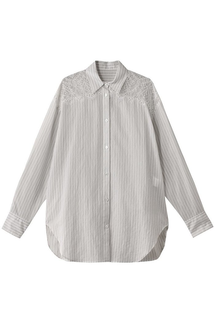 【デザイン ワークス/DESIGN WORKS】のレースストライプシャツ インテリア・キッズ・メンズ・レディースファッション・服の通販 founy(ファニー) https://founy.com/ ファッション Fashion レディースファッション Fashion for Women トップス・カットソー Cut & Sew Tops シャツ・ブラウス・オフィスカジュアル Elegant Blouses & Button-Ups シルク Silk, 100% Silk ストライプ Stripe, Striped Pattern スリーブ Sleeve, Long Sleeve / Short Sleeve デニム Denim, Jeans Material ファブリック Fabric, Textile フェミニン Feminine, Girly ヨーク Yoke, Yoke Design レース Lace, Lace Fabric ロング Long, Long-Length エレガント 上品 Elegant |ID: prp329100004365394 ipo3291000000032868611