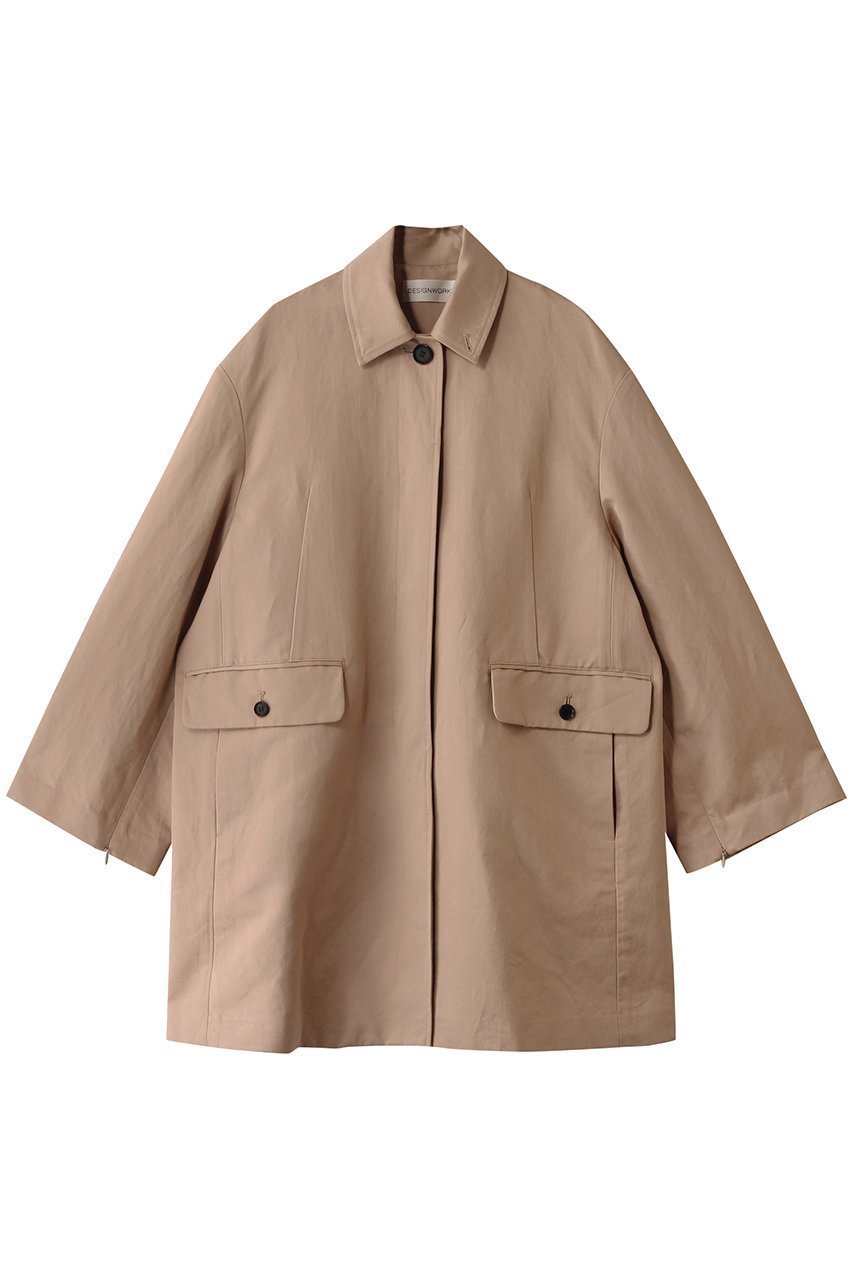 【デザイン ワークス/DESIGN WORKS】のステンカラーコート インテリア・キッズ・メンズ・レディースファッション・服の通販 founy(ファニー) 　ファッション　Fashion　レディースファッション　Fashion for Women　アウター　Coat / Outerwear Collection　コート・ロングコート・ピーコート　Long Coats, Peacoats & More　クラシカル　Classical, Vintage-Inspired　シンプル　Simple, Minimal　スリット　Slit, Slit Detail　フォルム　Silhouette, Form　ポンチョ　Poncho, Cape Style　マニッシュ　Mannish, Boyish　ロング　Long, Long-Length　エレガント 上品　Elegant　ベージュ|ID: prp329100004365395 ipo3291000000034956088