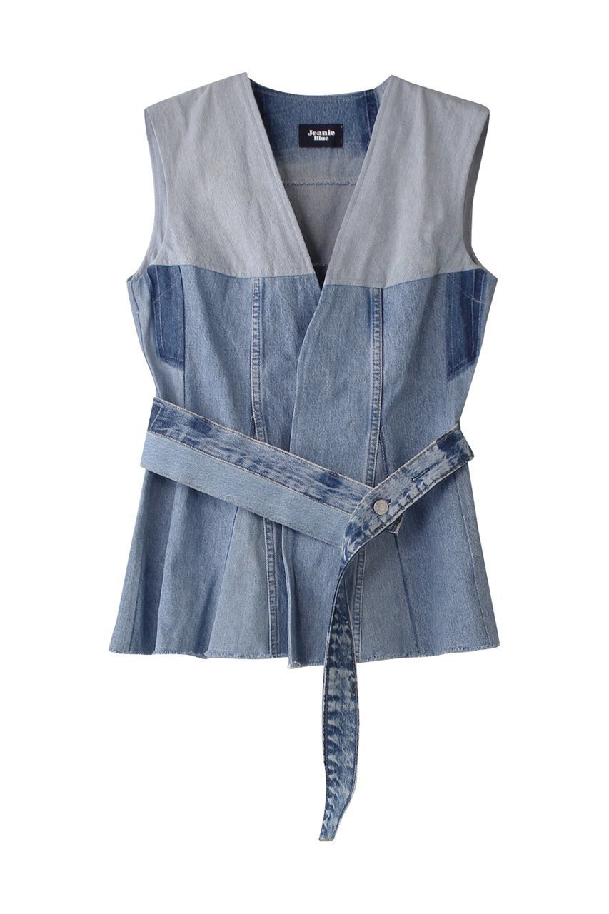 【ウィムガゼット/Whim Gazette】の【Jeanie Blue】FLARE VEST インテリア・キッズ・メンズ・レディースファッション・服の通販 founy(ファニー) 　ファッション　Fashion　レディースファッション　WOMEN　アウター　Coat Outerwear　ジャケット　Jackets　2025年　2025　2025春夏・S/S　Ss,Spring/Summer,2025　アシンメトリー　Asymmetry　ジャケット　Jacket　デニム　Denim　パッチワーク　Patchwork　ベスト　Vest　ペプラム　Peplum　夏　Summer　春　Spring　S/S・春夏　Ss・Spring/Summer　ブルー|ID: prp329100004365403 ipo3291000000030531506