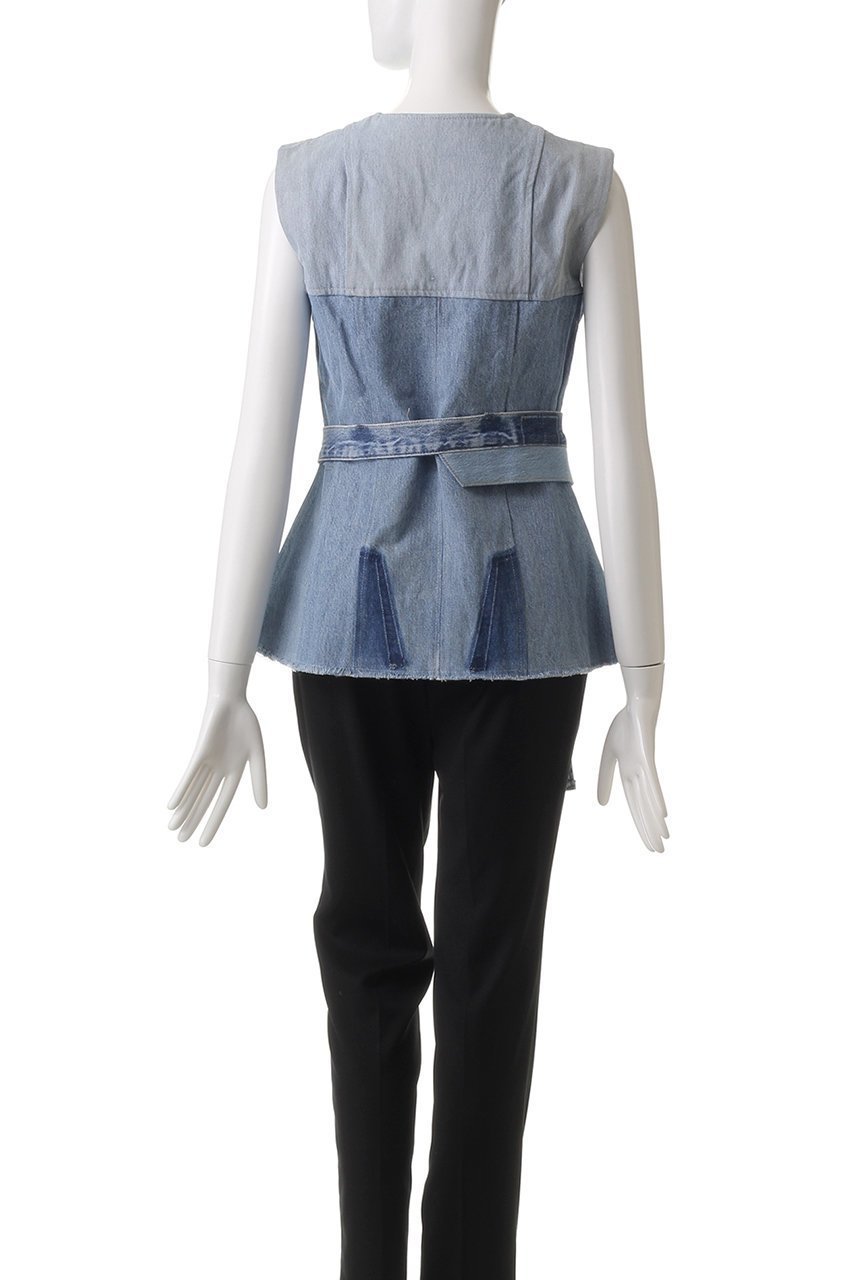 【ウィムガゼット/Whim Gazette】の【Jeanie Blue】FLARE VEST 人気、トレンドファッション・服の通販 founy(ファニー) 　ファッション　Fashion　レディースファッション　Fashion for Women　アウター　Coat / Outerwear Collection　レディースジャケット・軽アウター　Jackets　アシンメトリー　Asymmetrical Style　ジャケット　Jacket, Outerwear　デニム　Denim, Jeans Material　パッチワーク　Patchwork, Mixed Fabric　ベスト　Vest, Waistcoat　ペプラム　Peplum, Flared Hem　other-4|ID: prp329100004365403 ipo3291000000032964227
