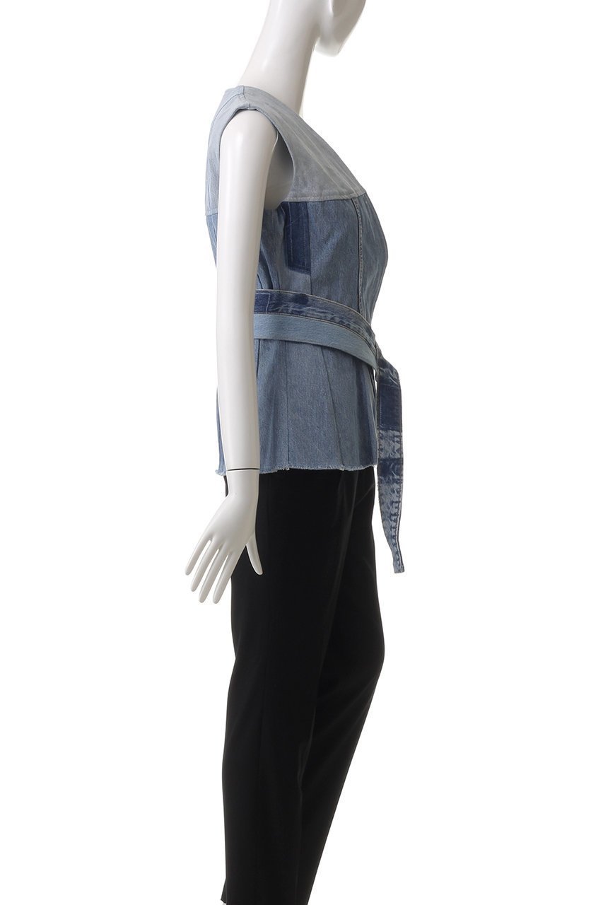 【ウィムガゼット/Whim Gazette】の【Jeanie Blue】FLARE VEST 人気、トレンドファッション・服の通販 founy(ファニー) 　ファッション　Fashion　レディースファッション　Fashion for Women　アウター　Coat / Outerwear Collection　レディースジャケット・軽アウター　Jackets　アシンメトリー　Asymmetrical Style　ジャケット　Jacket, Outerwear　デニム　Denim, Jeans Material　パッチワーク　Patchwork, Mixed Fabric　ベスト　Vest, Waistcoat　ペプラム　Peplum, Flared Hem　other-3|ID: prp329100004365403 ipo3291000000035960821