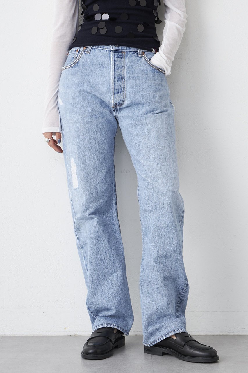 【ウィムガゼット/Whim Gazette】の【Jeanie Blue】STUD DENIM 人気、トレンドファッション・服の通販 founy(ファニー) 　ファッション　Fashion　レディースファッション　Fashion for Women　パンツ　Pants & Trousers　デニムパンツ・ジーンズ・美脚デニム　Denim Jeans & Pants　スタッズ　Studs, Metal Accents　デニム　Denim, Jeans Material　ビンテージ　Vintage, Retro Style　ポケット　Pocket, Pocket Detail　other-7|ID: prp329100004365404 ipo3291000000035769479