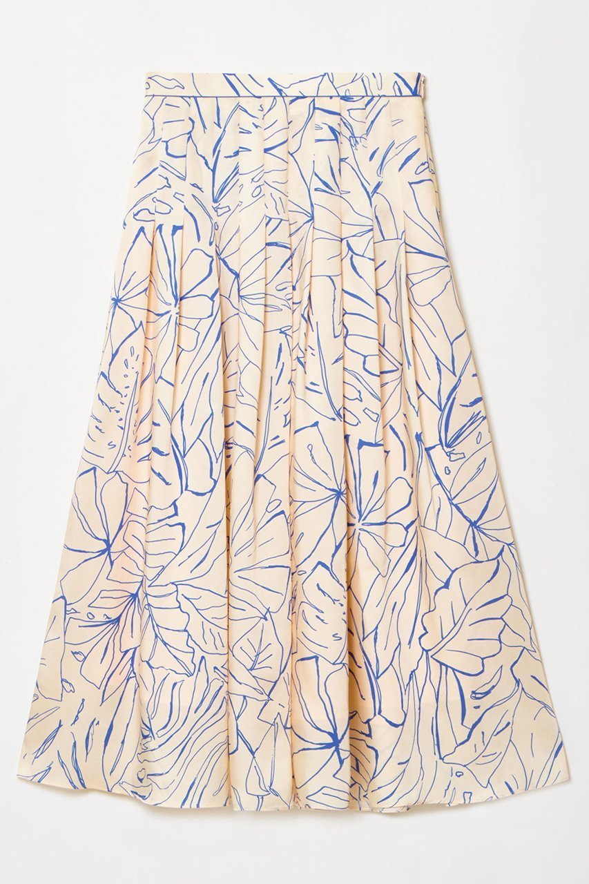 【アルアバイル/allureville】のスケッチボタニカルプリントタックフレアスカート 人気、トレンドファッション・服の通販 founy(ファニー) 　ファッション　Fashion　レディースファッション　Fashion for Women　スカート　Skirts　Aライン・フレアスカート　A-Line & Flared Skirts　ロングスカート　Long Skirts / Maxi & Midi Skirts　おすすめ　Recommended / Our Picks　イタリア　Italy　シルク　Silk, 100% Silk　シンプル　Simple, Minimal　フレア　Flare, Flared　ベーシック　Basic, Essential　ボタニカル　Botanical, Floral Pattern　ロング　Long, Long-Length　夏　Summer　春　Spring　S/S・春夏　SS, Spring/Summer, Warm Season　 other-1|ID: prp329100004365407 ipo3291000000035052007