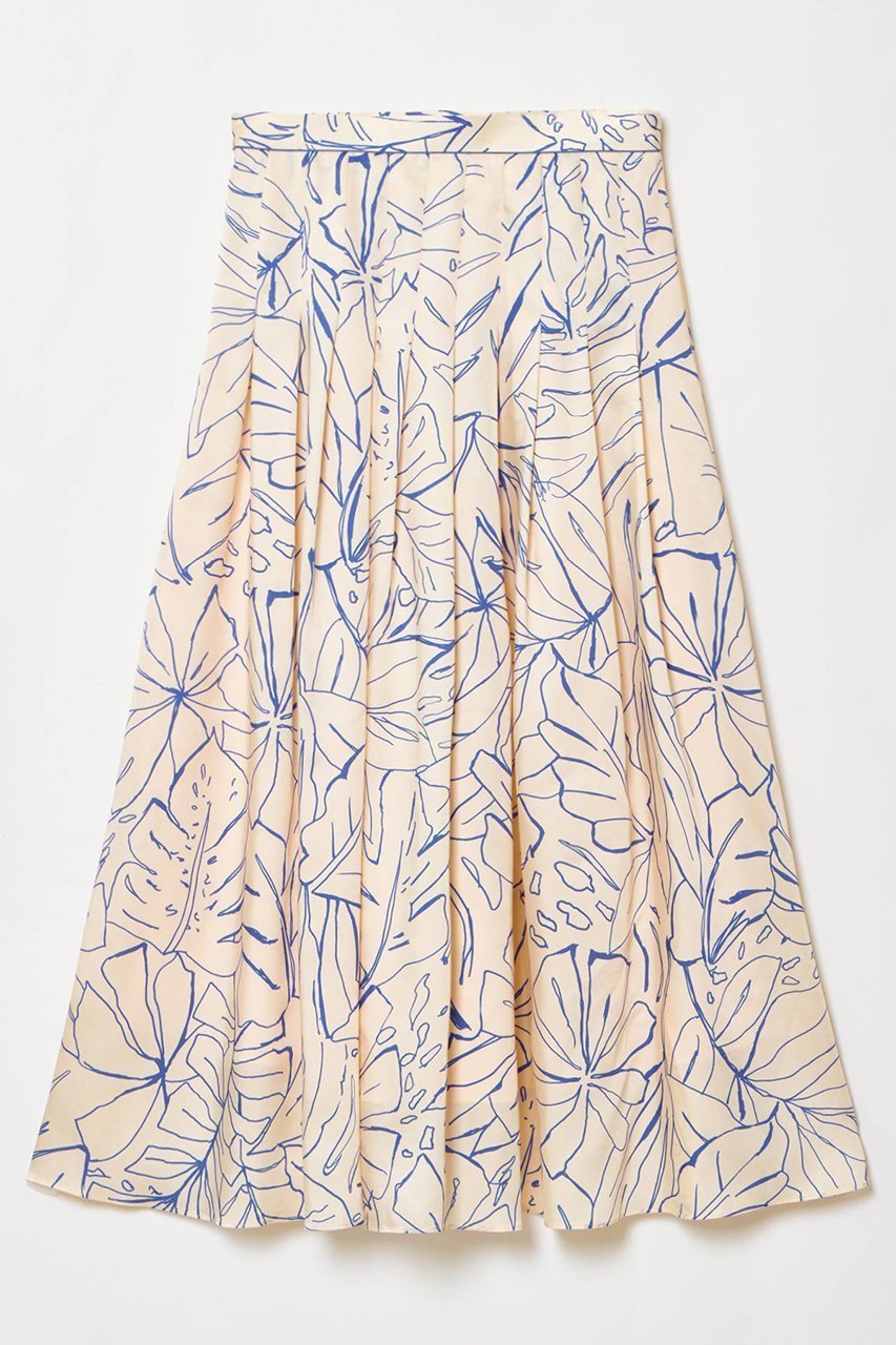 【アルアバイル/allureville】のスケッチボタニカルプリントタックフレアスカート 人気、トレンドファッション・服の通販 founy(ファニー) 　ファッション　Fashion　レディースファッション　Fashion for Women　スカート　Skirts　Aライン・フレアスカート　A-Line & Flared Skirts　ロングスカート　Long Skirts / Maxi & Midi Skirts　おすすめ　Recommended / Our Picks　イタリア　Italy　シルク　Silk, 100% Silk　シンプル　Simple, Minimal　フレア　Flare, Flared　ベーシック　Basic, Essential　ボタニカル　Botanical, Floral Pattern　ロング　Long, Long-Length　夏　Summer　春　Spring　S/S・春夏　SS, Spring/Summer, Warm Season　other-2|ID: prp329100004365407 ipo3291000000035052009
