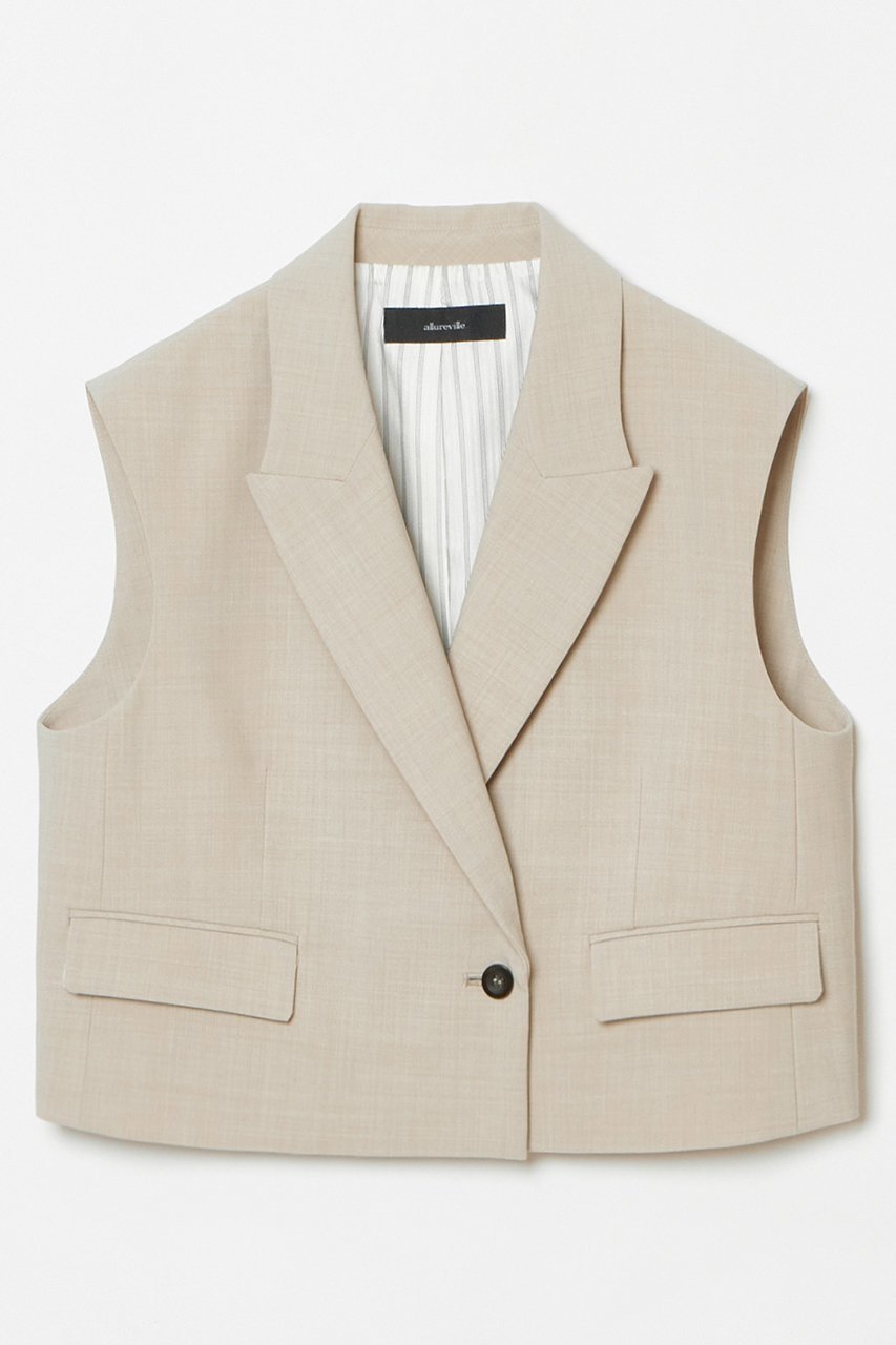 【アルアバイル/allureville】のストレッチトロショートジレ インテリア・キッズ・メンズ・レディースファッション・服の通販 founy(ファニー) 　ファッション　Fashion　レディースファッション　Fashion for Women　アウター　Coat / Outerwear Collection　レディースジャケット・軽アウター　Jackets　おすすめ　Recommended / Our Picks　サロペット　Overalls, Salopette　ジャケット　Jacket, Outerwear　デニム　Denim, Jeans Material　トレンド　Trend, Trending Now　ベスト　Vest, Waistcoat　マニッシュ　Mannish, Boyish　ワイド　Wide, Wide Fit　再入荷　Restock / Back in Stock　春　Spring　ベージュ|ID: prp329100004365408 ipo3291000000032705557