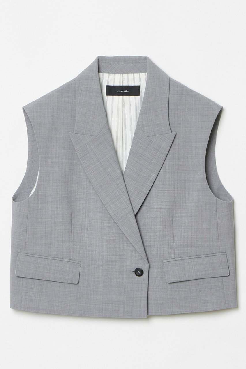 【アルアバイル/allureville】のストレッチトロショートジレ インテリア・キッズ・メンズ・レディースファッション・服の通販 founy(ファニー) 　ファッション　Fashion　レディースファッション　Fashion for Women　アウター　Coat / Outerwear Collection　レディースジャケット・軽アウター　Jackets　おすすめ　Recommended / Our Picks　サロペット　Overalls, Salopette　ジャケット　Jacket, Outerwear　デニム　Denim, Jeans Material　トレンド　Trend, Trending Now　ベスト　Vest, Waistcoat　マニッシュ　Mannish, Boyish　ワイド　Wide, Wide Fit　再入荷　Restock / Back in Stock　春　Spring　グレー|ID: prp329100004365408 ipo3291000000032705558