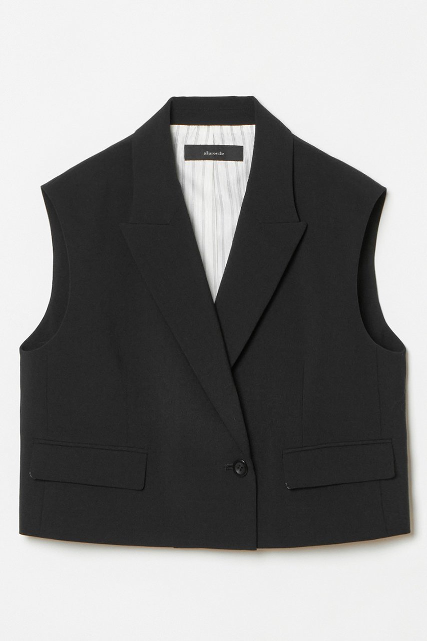 【アルアバイル/allureville】のストレッチトロショートジレ インテリア・キッズ・メンズ・レディースファッション・服の通販 founy(ファニー) 　ファッション　Fashion　レディースファッション　Fashion for Women　アウター　Coat / Outerwear Collection　レディースジャケット・軽アウター　Jackets　おすすめ　Recommended / Our Picks　サロペット　Overalls, Salopette　ジャケット　Jacket, Outerwear　デニム　Denim, Jeans Material　トレンド　Trend, Trending Now　ベスト　Vest, Waistcoat　マニッシュ　Mannish, Boyish　ワイド　Wide, Wide Fit　再入荷　Restock / Back in Stock　春　Spring　ブラック|ID: prp329100004365408 ipo3291000000032705559