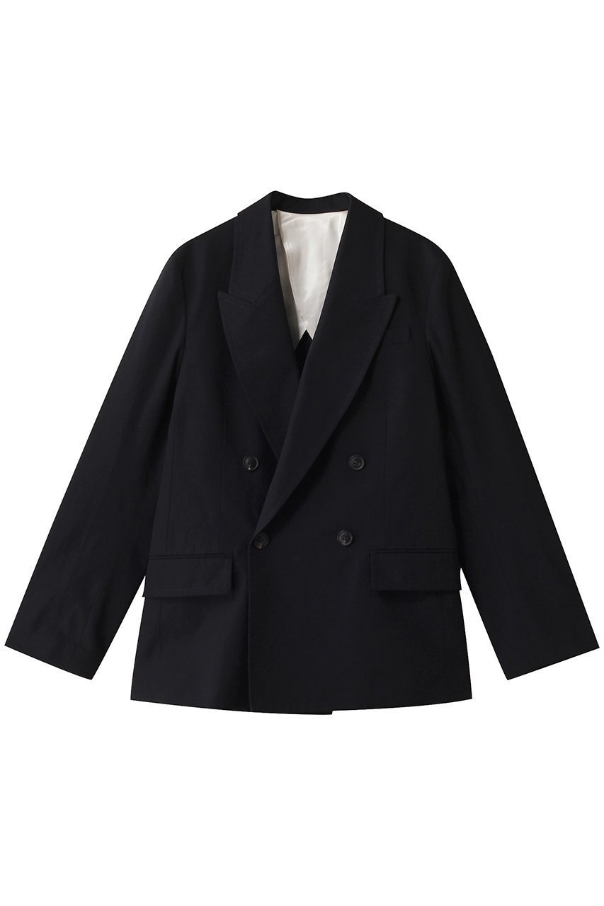 【デパリエ/DEPAREILLE】のコットンリネンツイルダブルジャケット インテリア・キッズ・メンズ・レディースファッション・服の通販 founy(ファニー) 　ファッション　Fashion　レディースファッション　Fashion for Women　アウター　Coat / Outerwear Collection　レディースジャケット・軽アウター　Jackets　ジャケット　Jacket, Outerwear　ダブル　Double, Double-Breasted　ベーシック　Basic, Essential　リネン　Linen, Linen Fabric　ネイビー|ID: prp329100004365421 ipo3291000000032911768