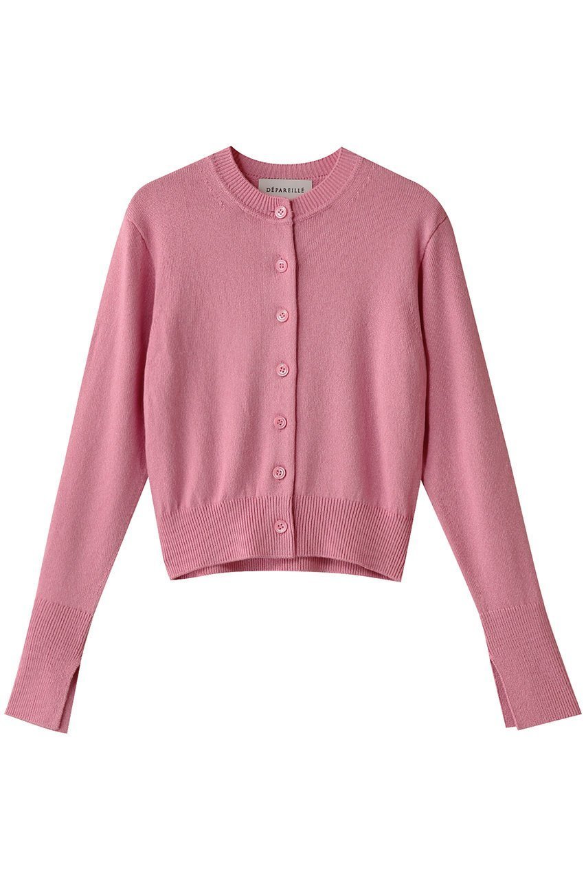 【デパリエ/DEPAREILLE】のヴィスコースラメカーディガン インテリア・キッズ・メンズ・レディースファッション・服の通販 founy(ファニー) 　ファッション　Fashion　レディースファッション　Fashion for Women　トップス・カットソー　Cut & Sew Tops　ニット　Knit Tops & Sweaters　カーディガン・羽織り　Layered Style Cardigans　カーディガン　Cardigan, Knitwear　コンパクト　Compact, Small Size　シンプル　Simple, Minimal　スリット　Slit, Slit Detail　ピンク|ID: prp329100004365423 ipo3291000000032951287