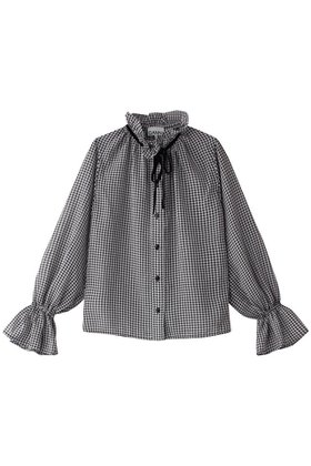 【ガニー/GANNI】 Sheer Fluid Check Tie String シャツ人気、トレンドファッション・服の通販 founy(ファニー) ファッション Fashion レディースファッション Fashion for Women トップス・カットソー Cut & Sew Tops シャツ・ブラウス・オフィスカジュアル Elegant Blouses & Button-Ups スリーブ Sleeve, Long Sleeve / Short Sleeve デニム Denim, Jeans Material フェミニン Feminine, Girly フリル Frill, Ruffle フレア Flare, Flared リボン Ribbon, Bow ロング Long, Long-Length |ID:prp329100004369479